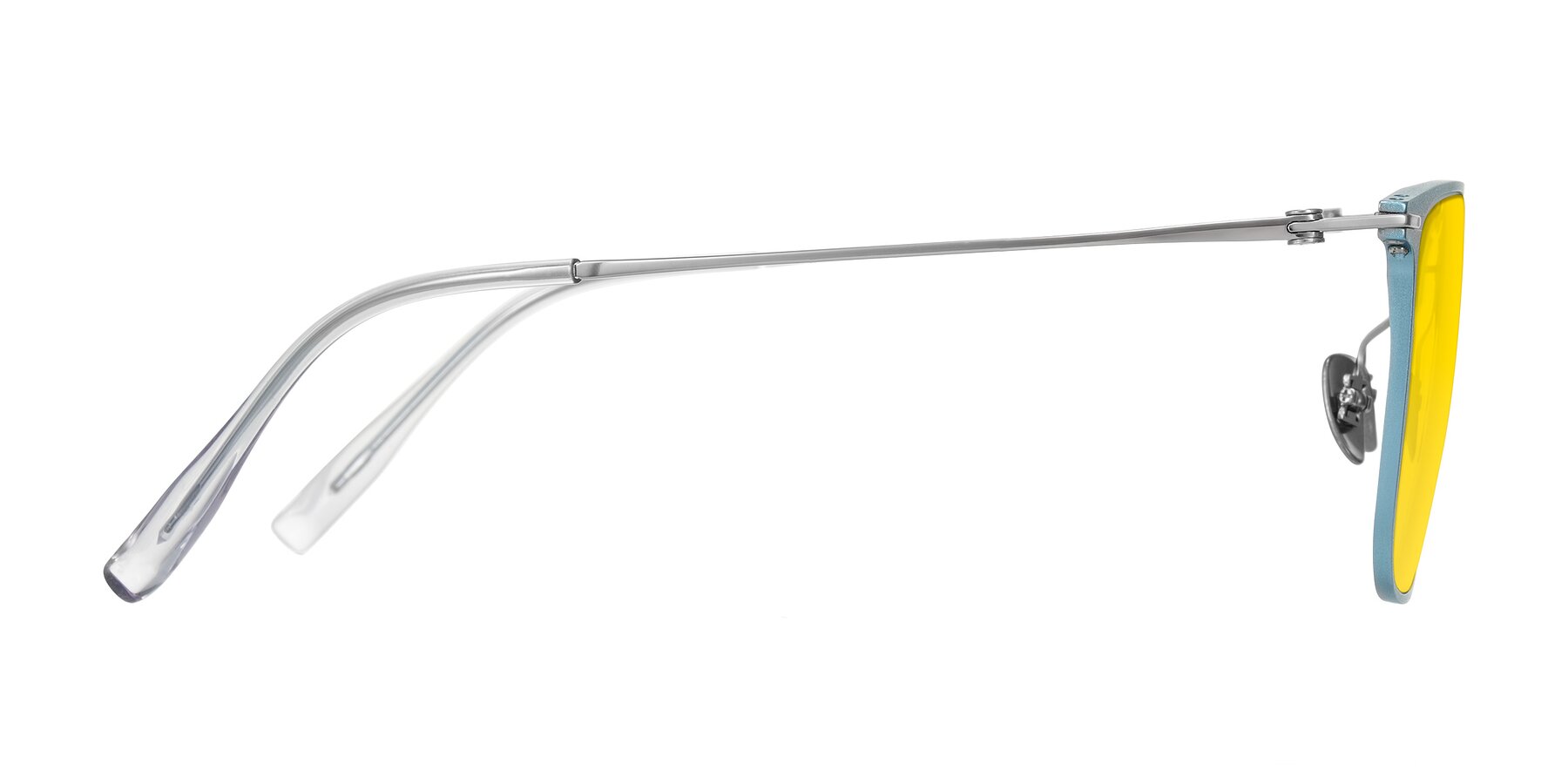 Side of Moua in Pastel Blue/Silver with Yellow Tinted Lenses
