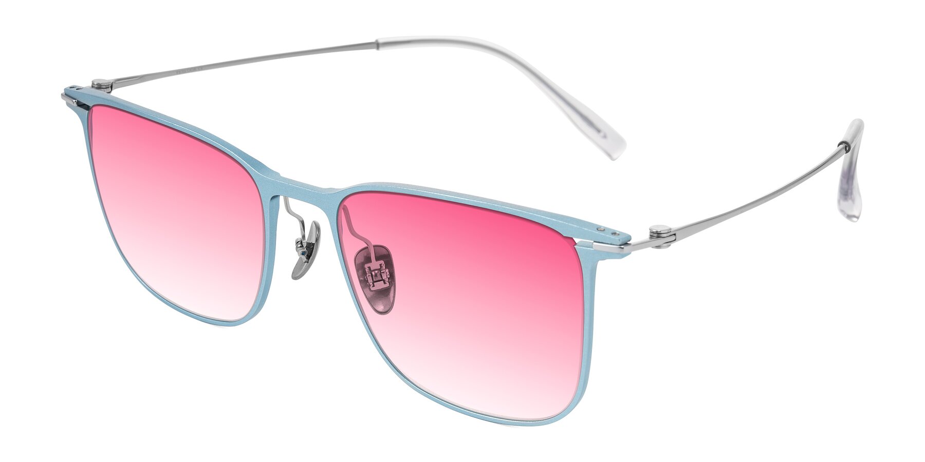Angle of Moua in Pastel Blue/Silver with Pink Gradient Lenses