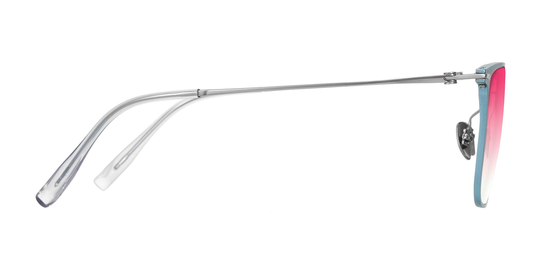 Side of Moua in Pastel Blue/Silver with Pink Gradient Lenses