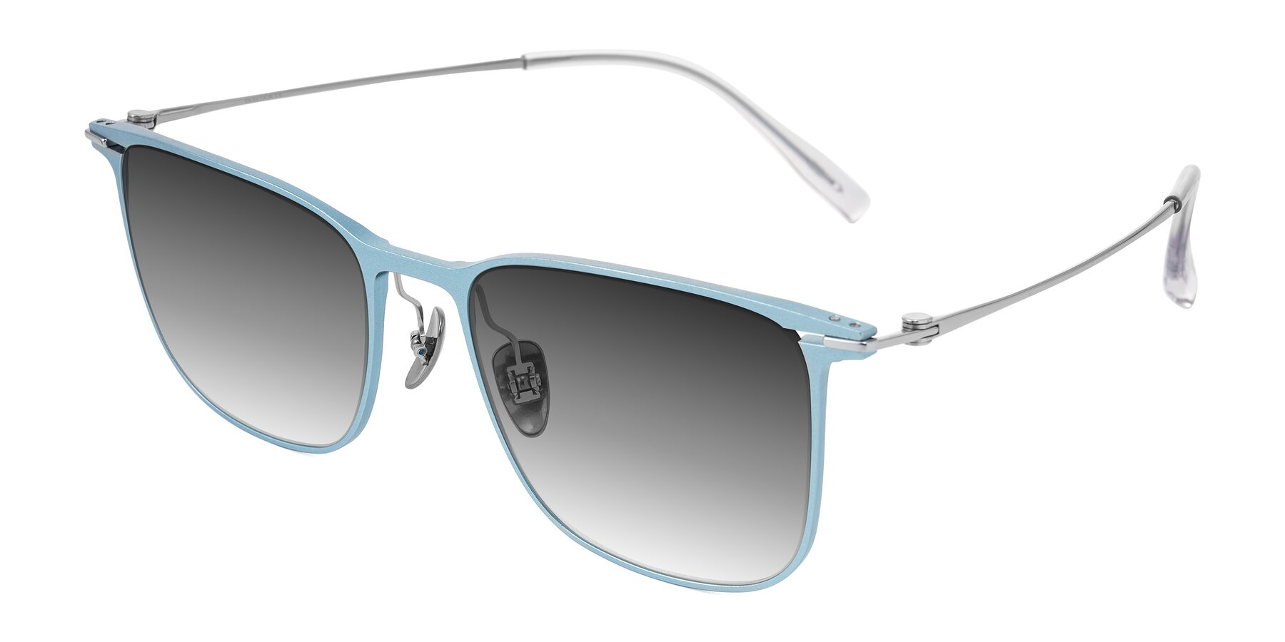 Angle of Moua in Pastel Blue/Silver with Gray Gradient Lenses