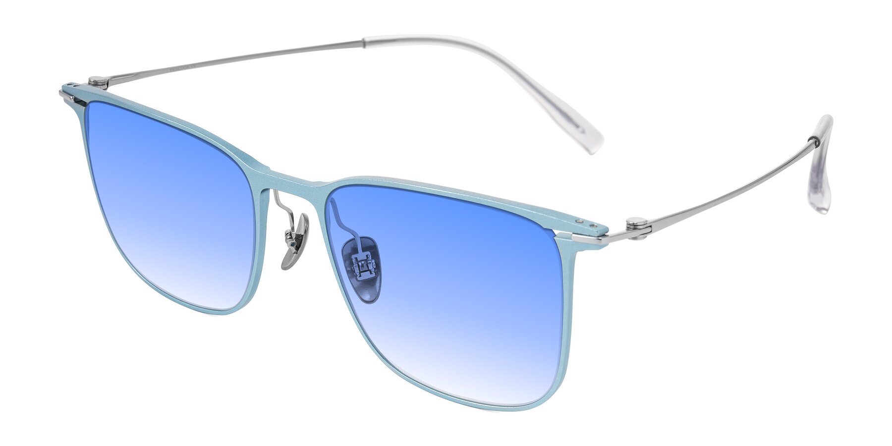Angle of Moua in Pastel Blue/Silver with Blue Gradient Lenses