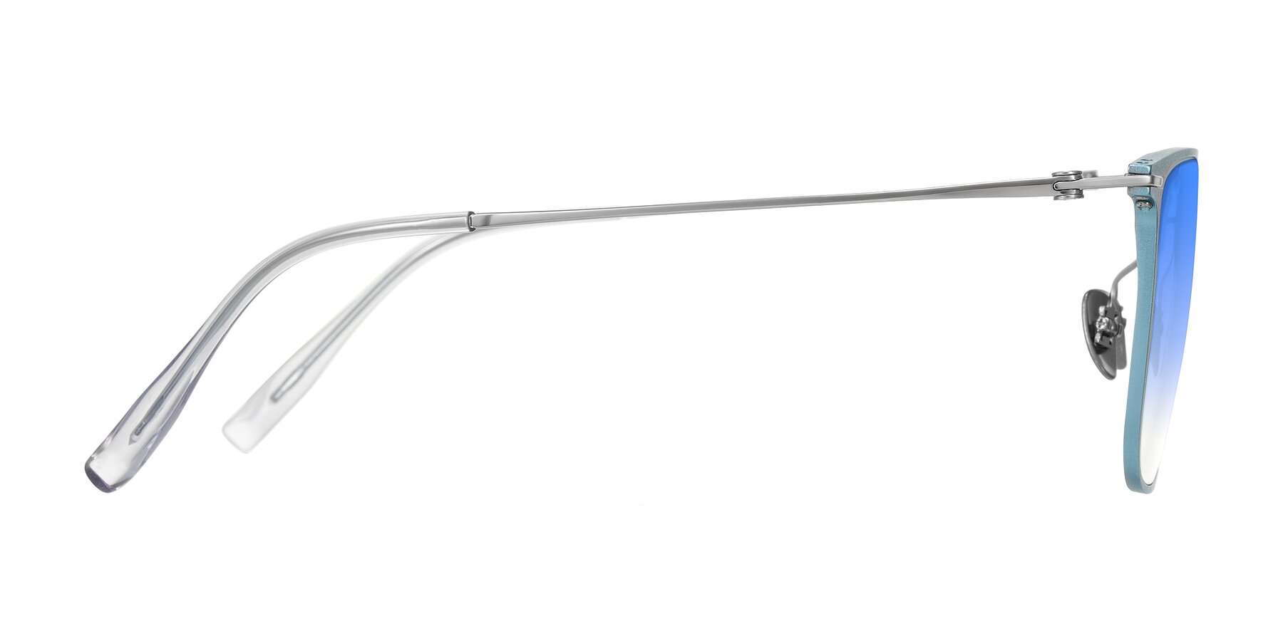 Side of Moua in Pastel Blue/Silver with Blue Gradient Lenses