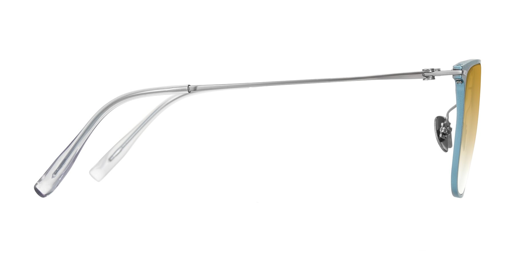 Side of Moua in Pastel Blue/Silver with Champagne Gradient Lenses