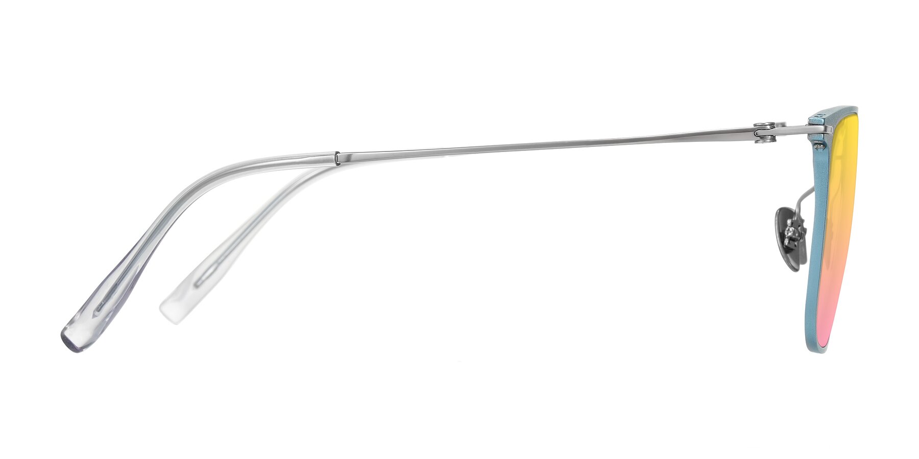Side of Moua in Pastel Blue/Silver with Yellow / Pink Gradient Lenses