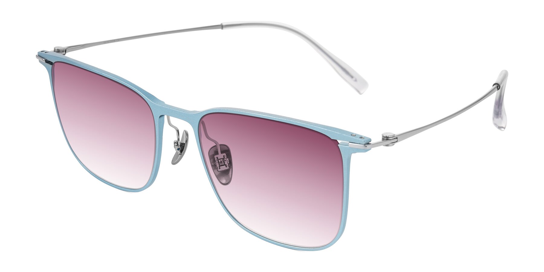 Angle of Moua in Pastel Blue/Silver with Wine Gradient Lenses