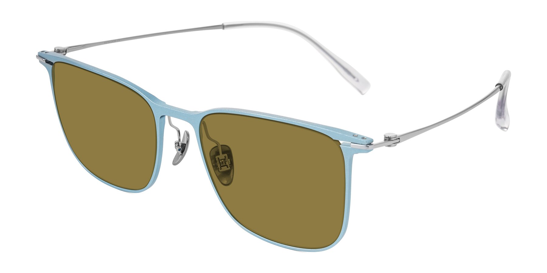 Angle of Moua in Pastel Blue/Silver with Brown Polarized Lenses