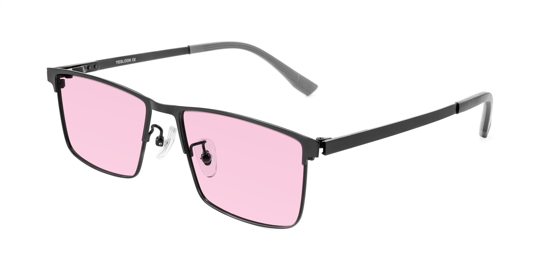Angle of Leeth in Black with Light Pink Tinted Lenses