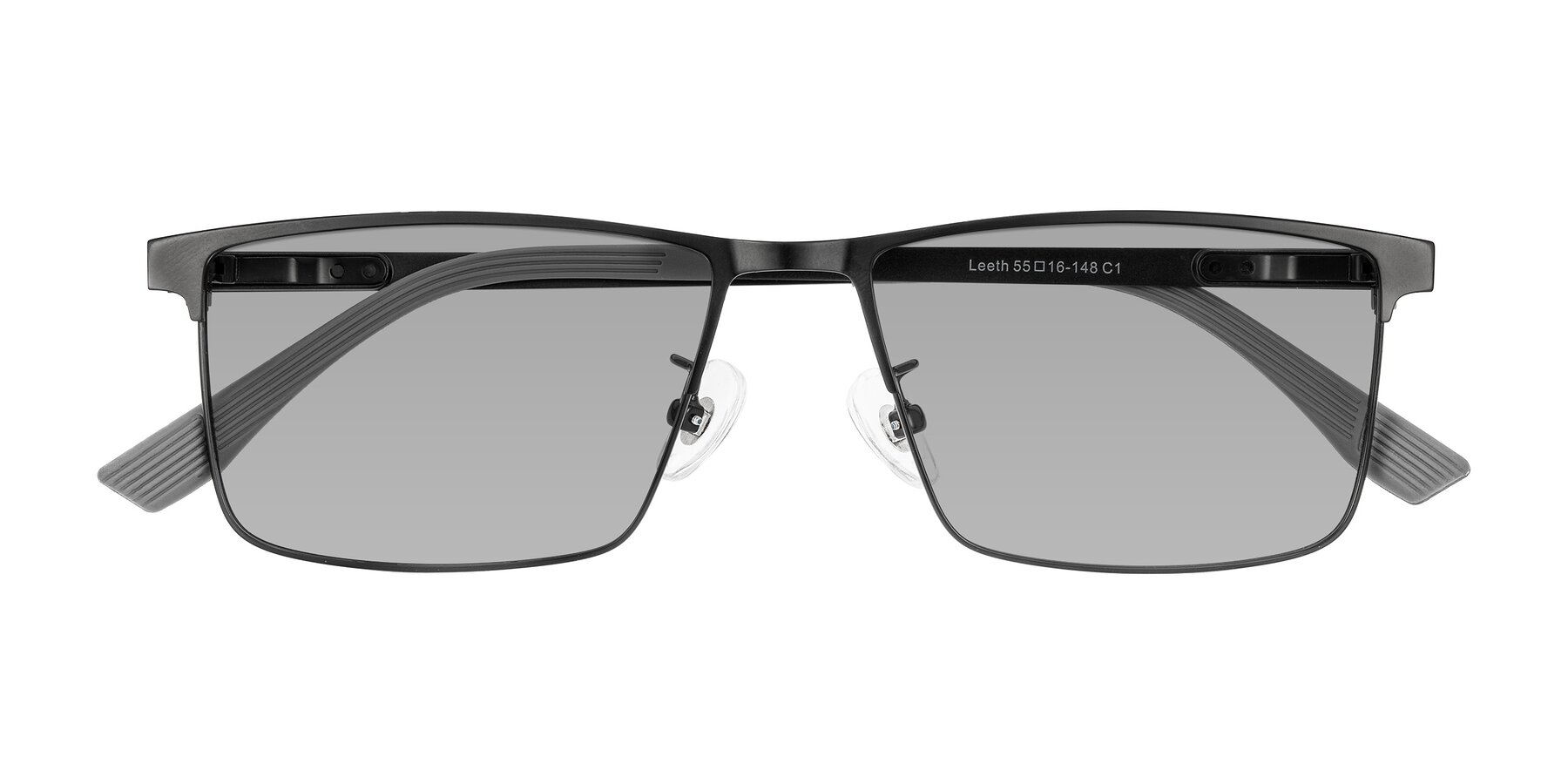 Folded Front of Leeth in Black with Light Gray Tinted Lenses