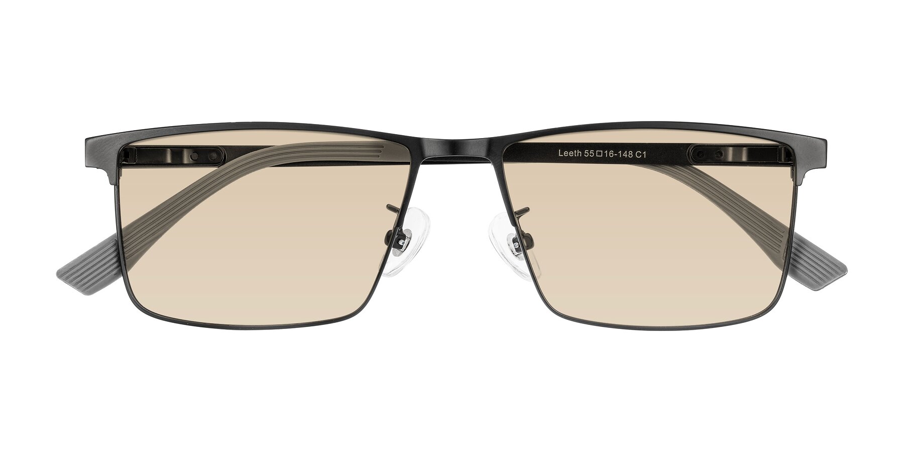 Folded Front of Leeth in Black with Light Brown Tinted Lenses