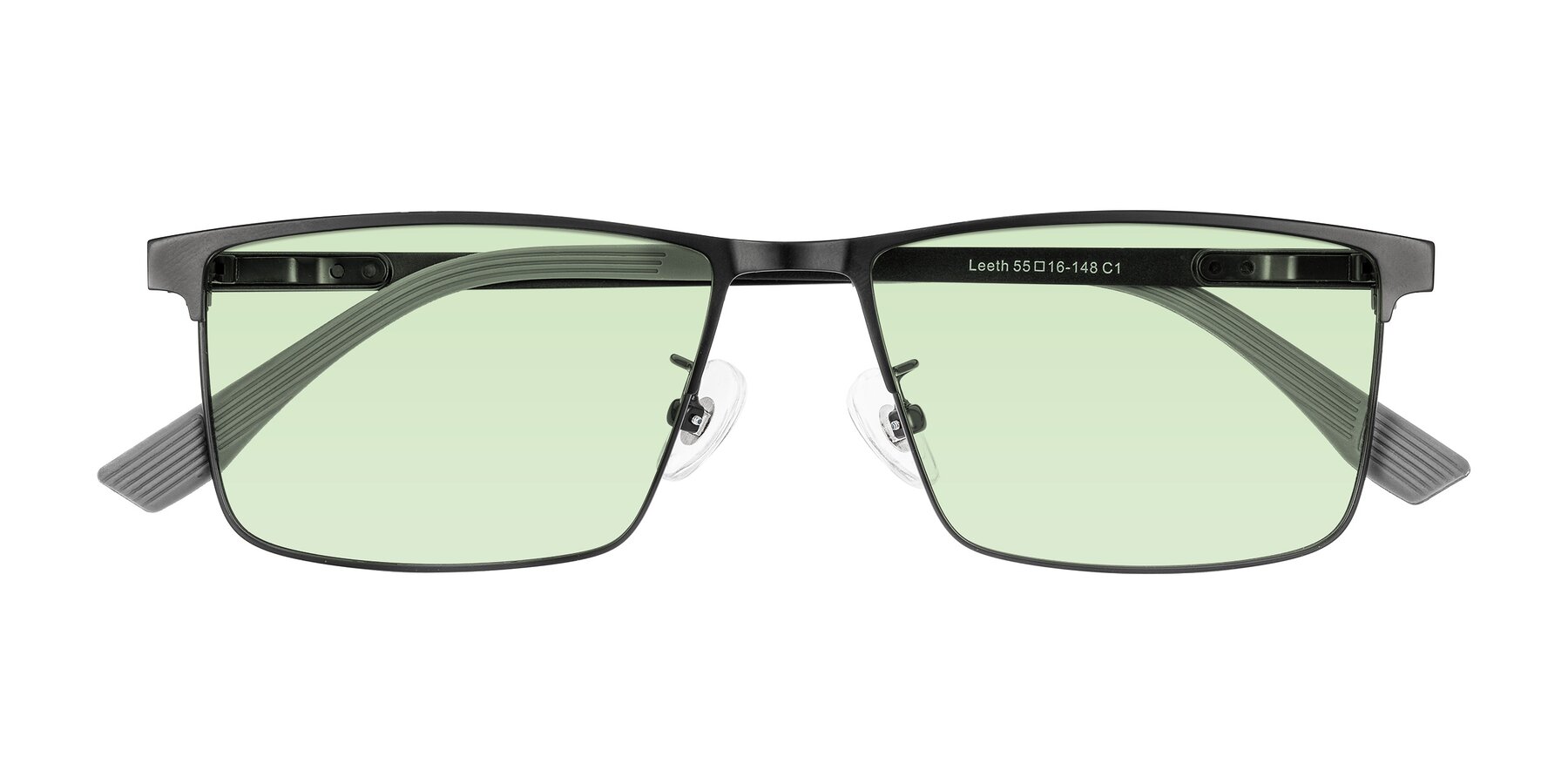 Folded Front of Leeth in Black with Light Green Tinted Lenses