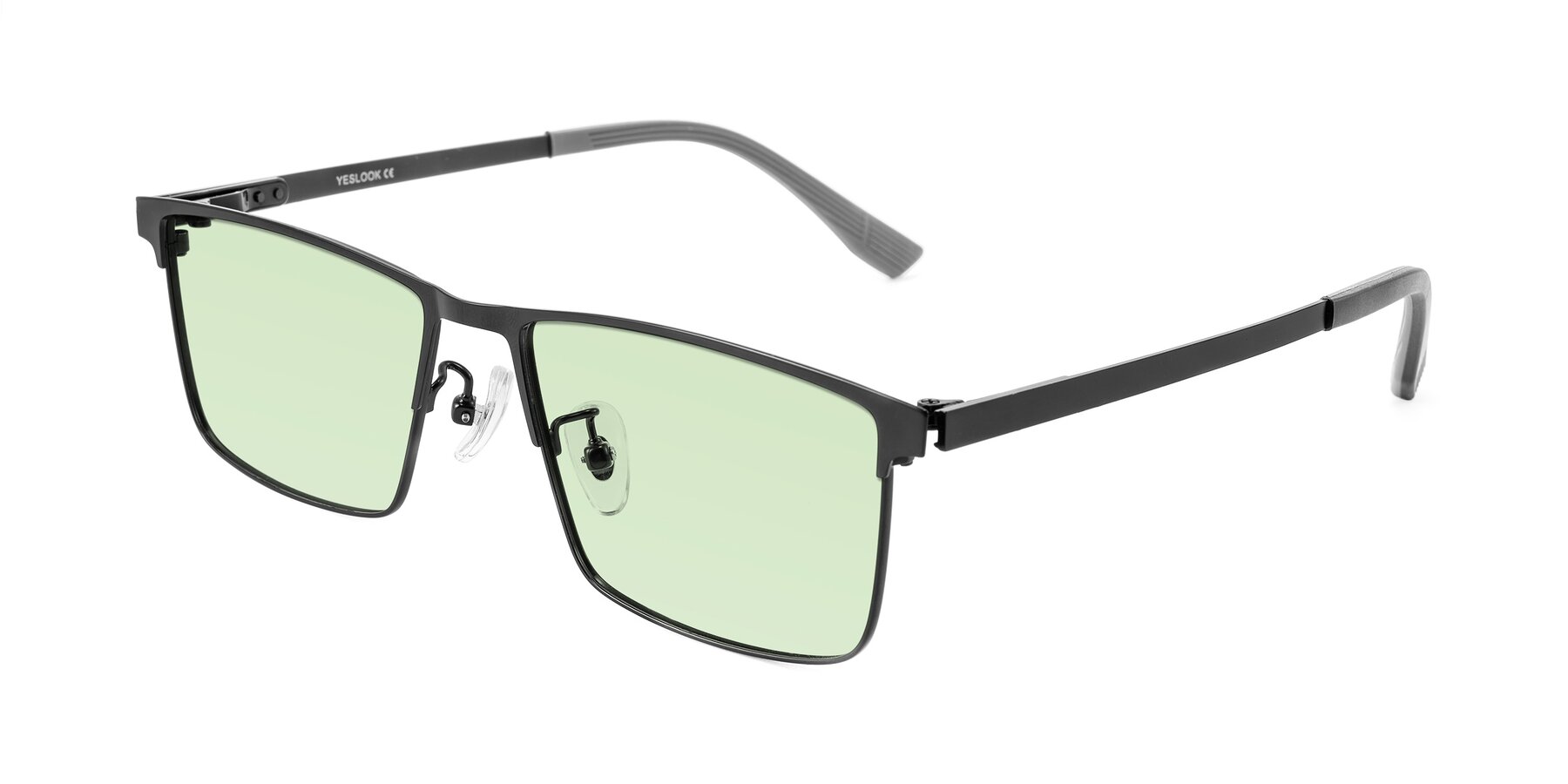 Angle of Leeth in Black with Light Green Tinted Lenses