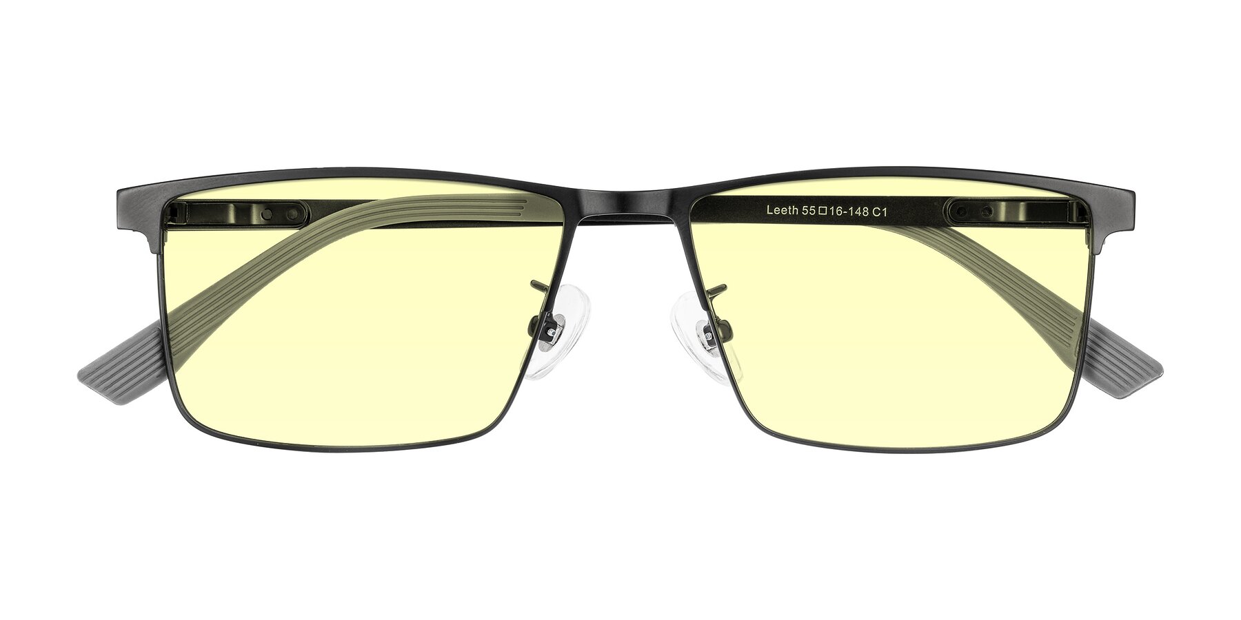 Folded Front of Leeth in Black with Light Yellow Tinted Lenses