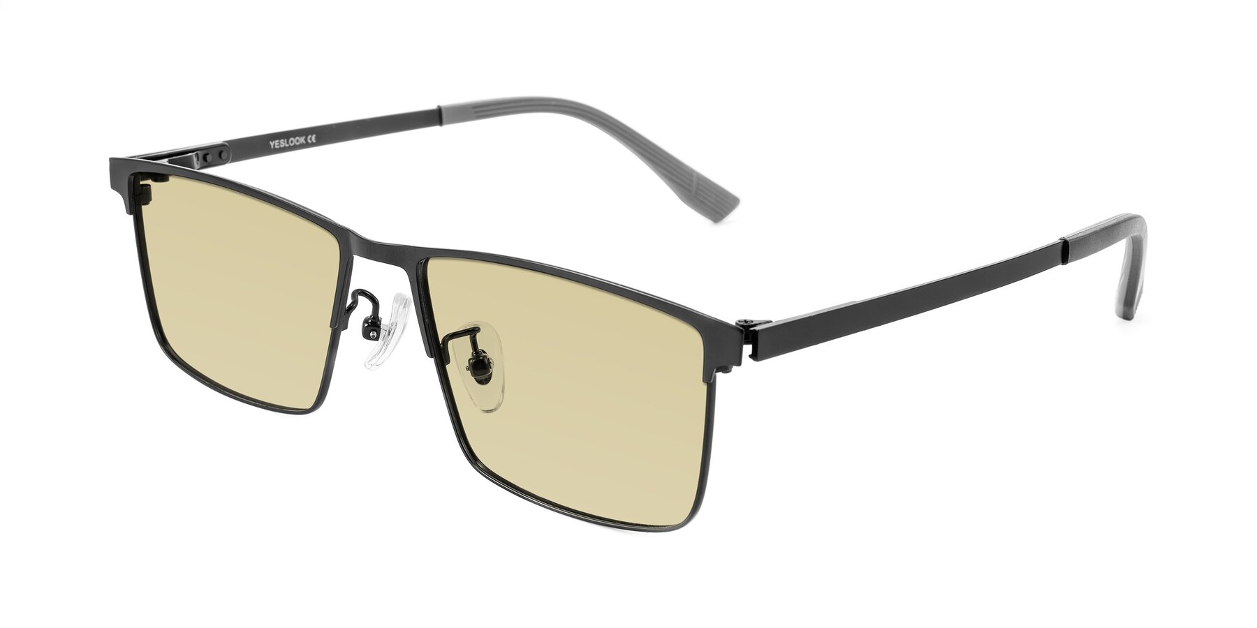 Angle of Leeth in Black with Light Champagne Tinted Lenses