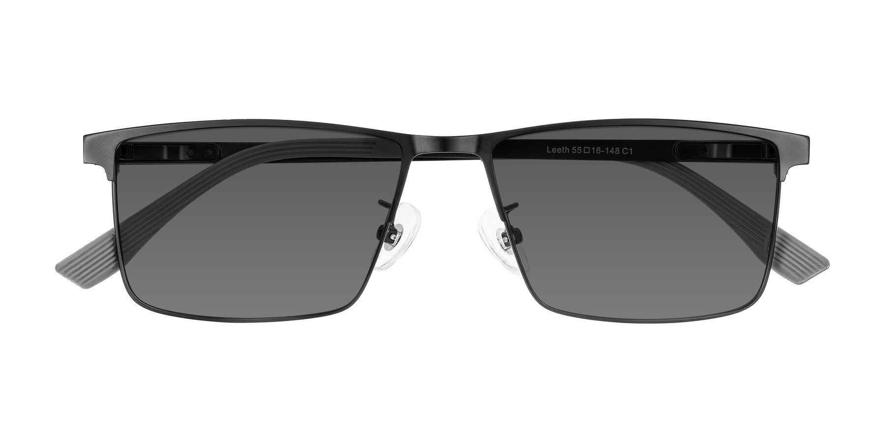 Folded Front of Leeth in Black with Medium Gray Tinted Lenses