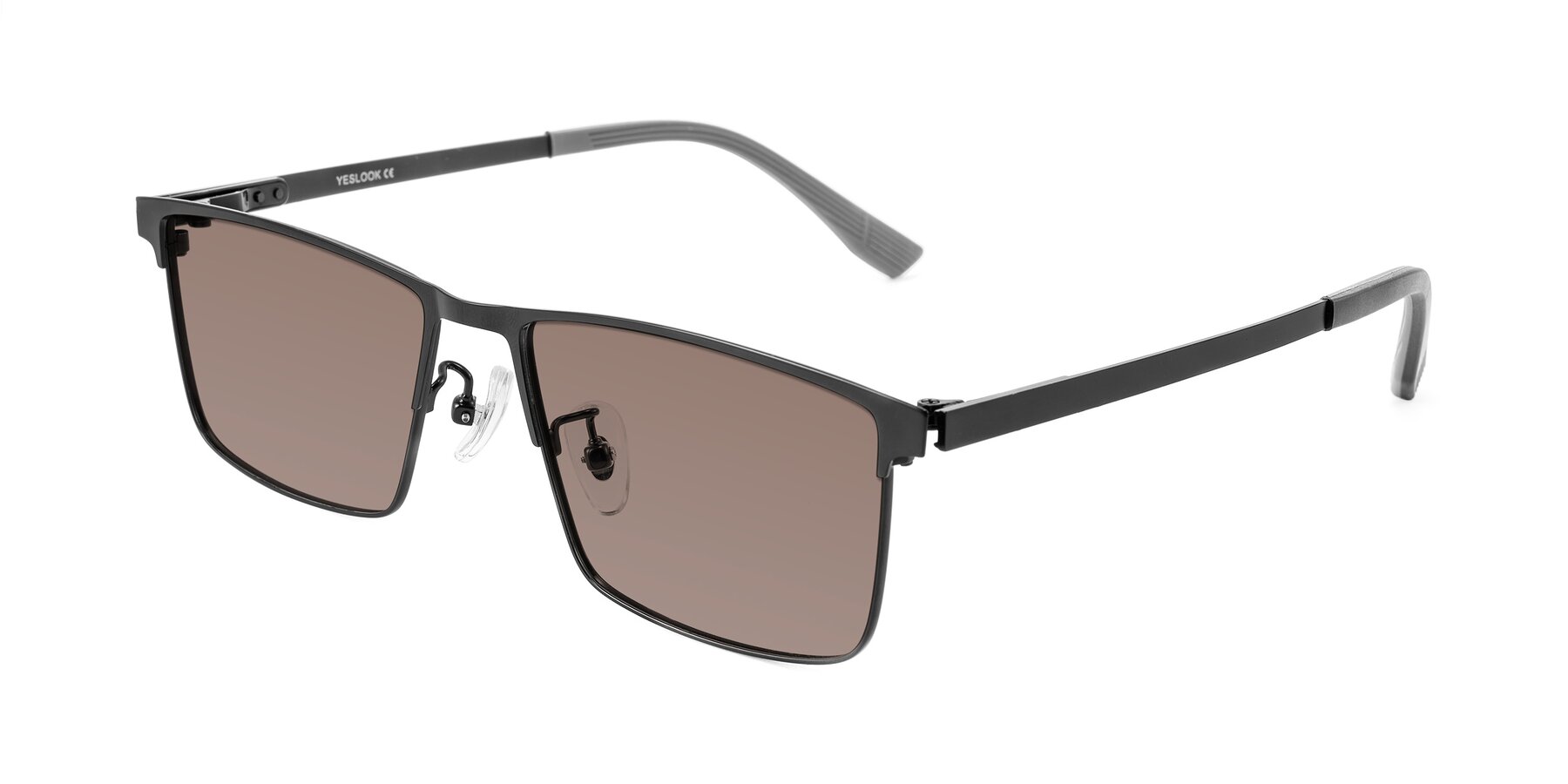Angle of Leeth in Black with Medium Brown Tinted Lenses