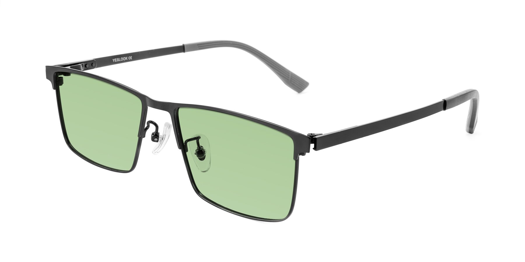 Angle of Leeth in Black with Medium Green Tinted Lenses
