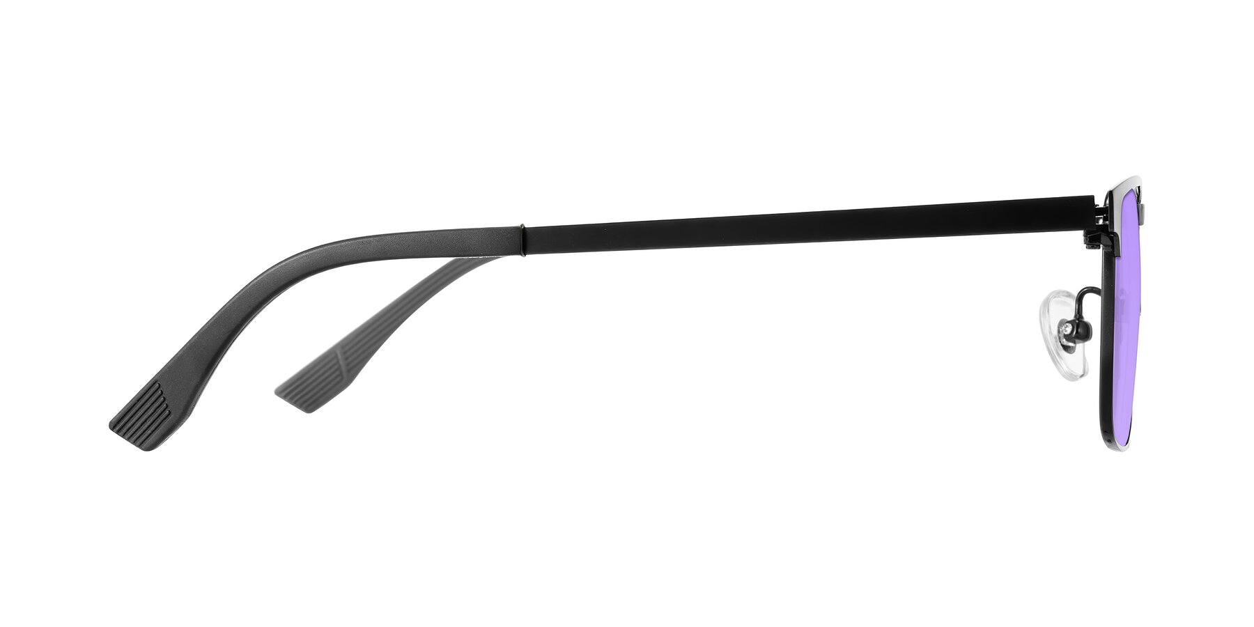 Side of Leeth in Black with Medium Purple Tinted Lenses
