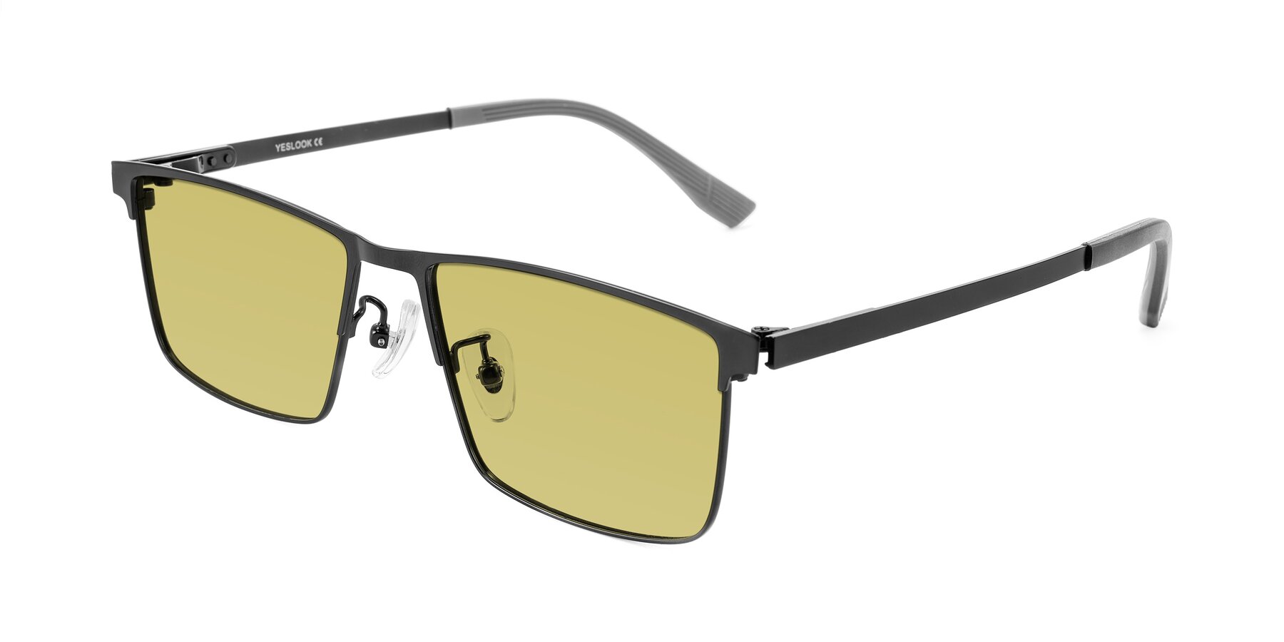 Angle of Leeth in Black with Medium Champagne Tinted Lenses