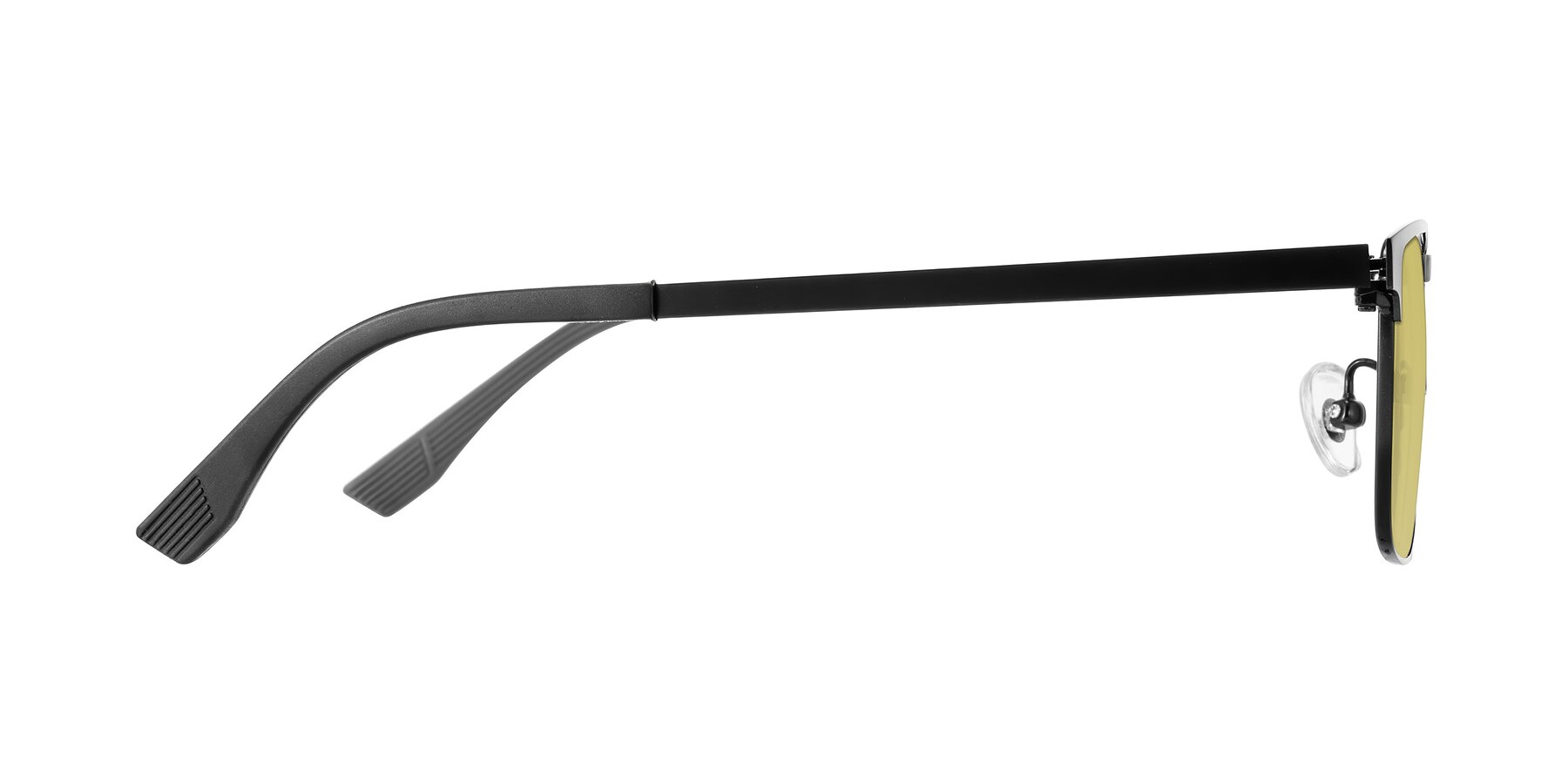 Side of Leeth in Black with Medium Champagne Tinted Lenses