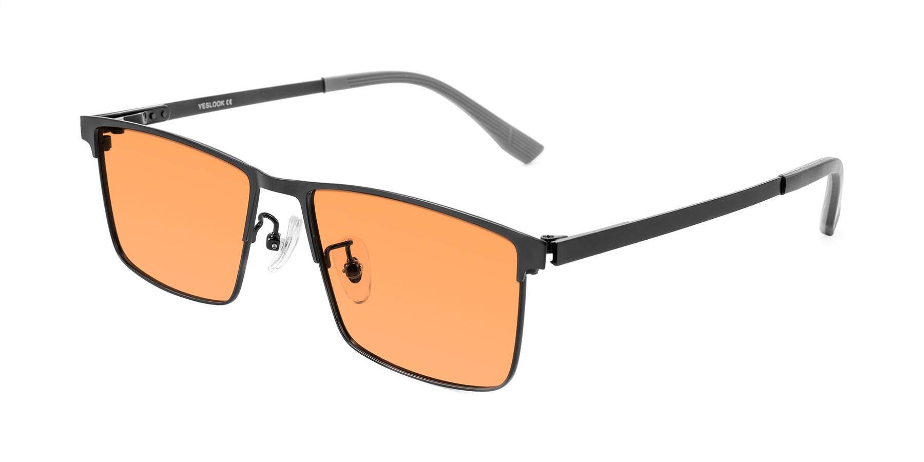 Angle of Leeth in Black with Medium Orange Tinted Lenses