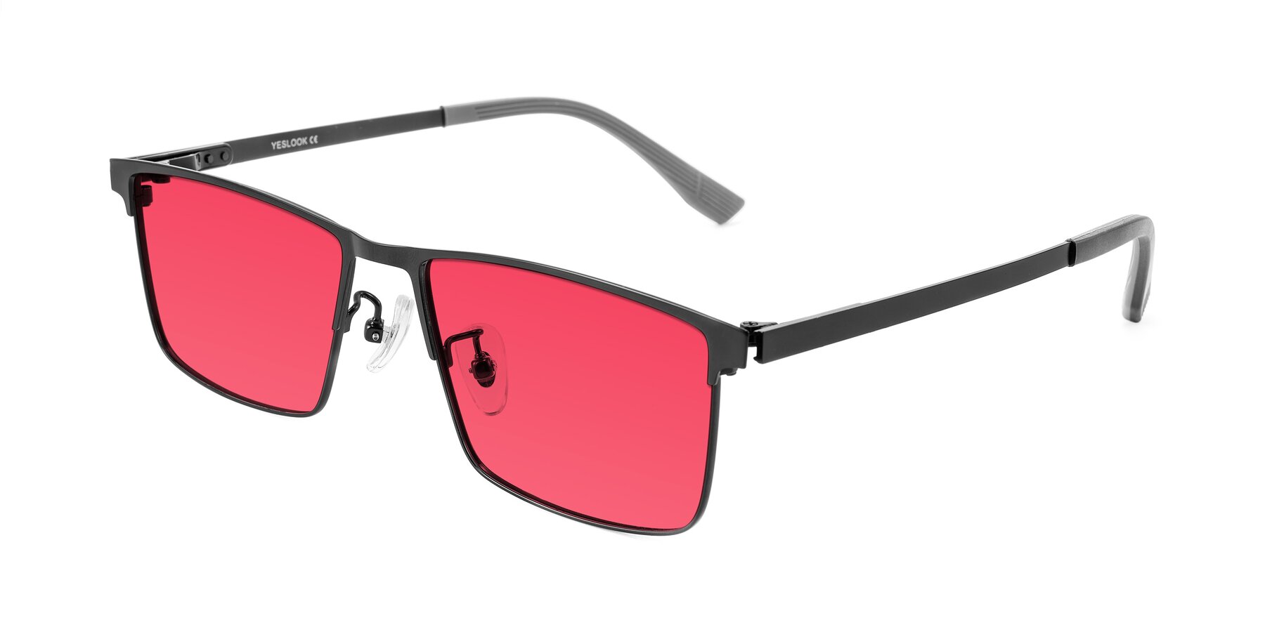 Angle of Leeth in Black with Red Tinted Lenses