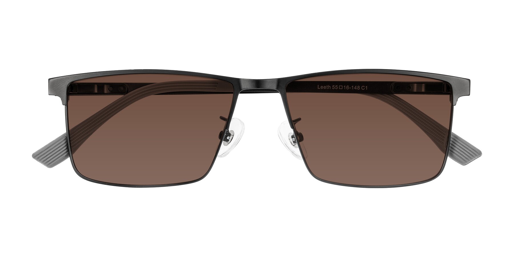 Folded Front of Leeth in Black with Brown Tinted Lenses