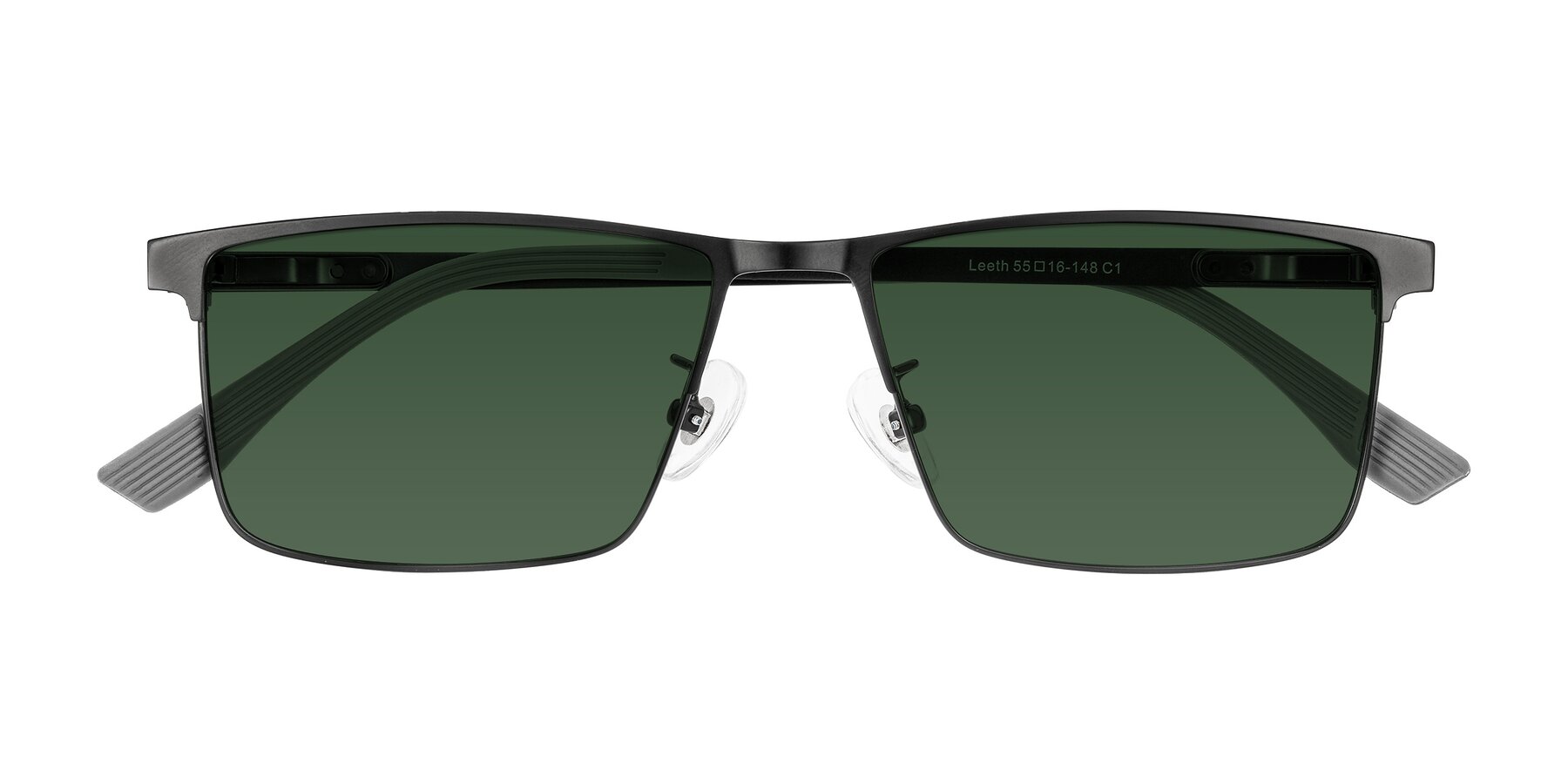 Folded Front of Leeth in Black with Green Tinted Lenses