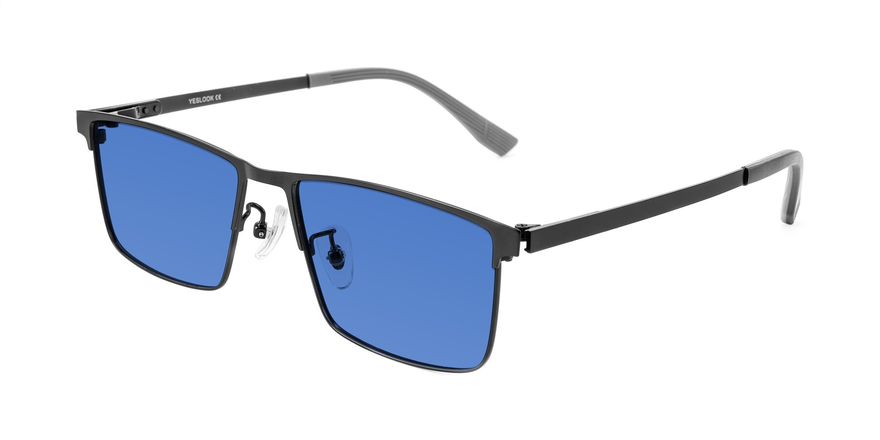 Angle of Leeth in Black with Blue Tinted Lenses