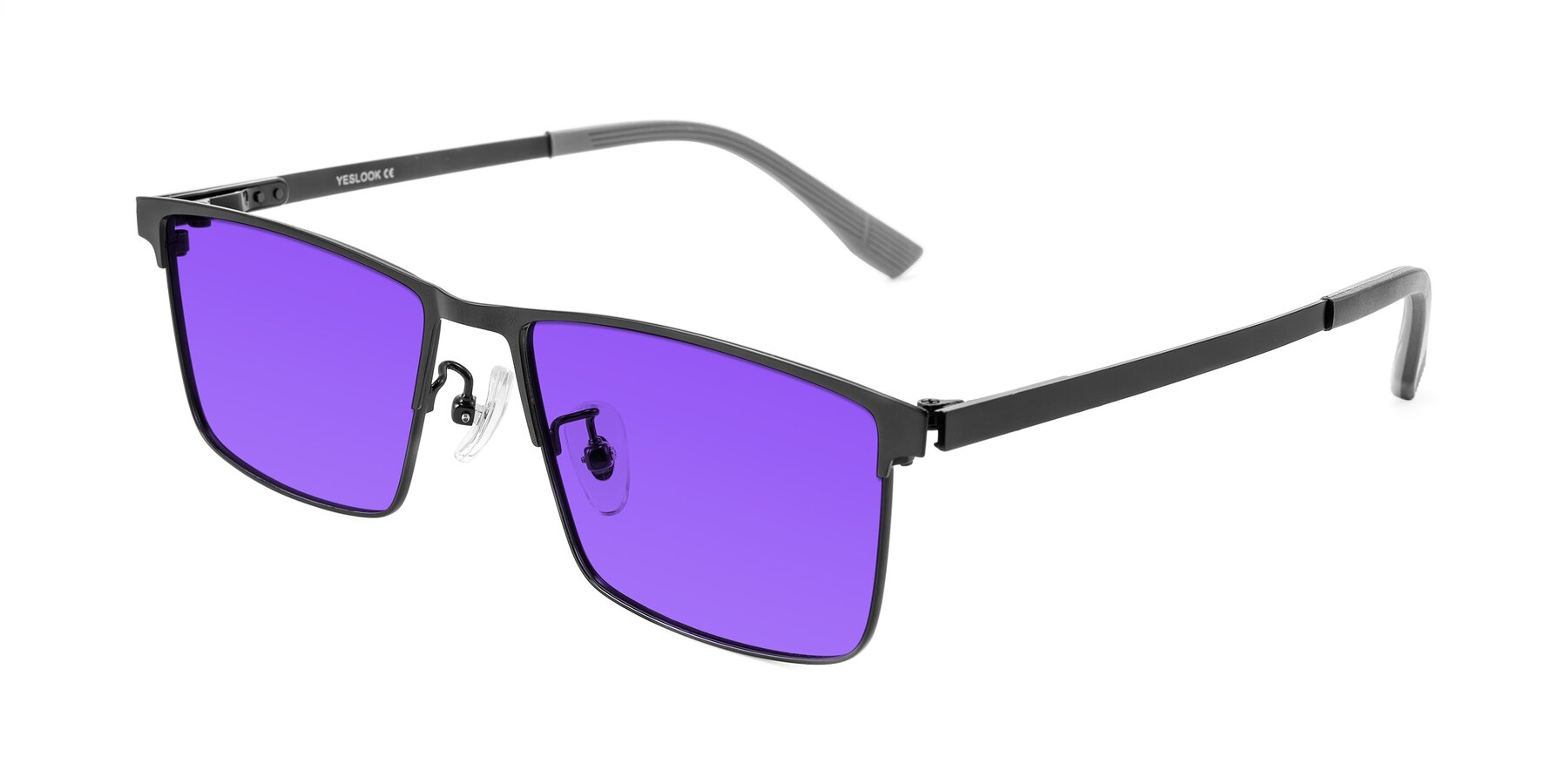 Angle of Leeth in Black with Purple Tinted Lenses