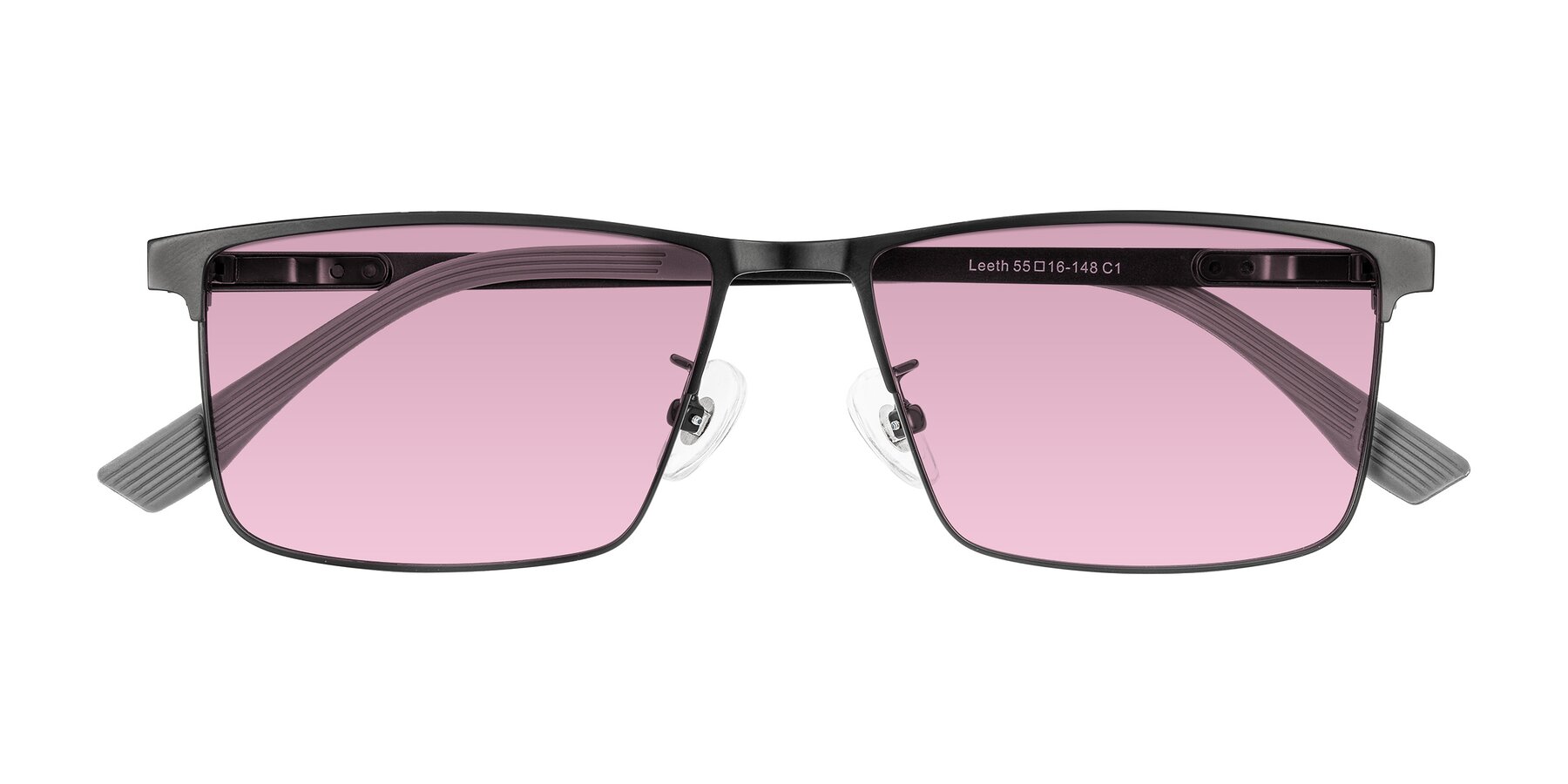 Folded Front of Leeth in Black with Light Wine Tinted Lenses