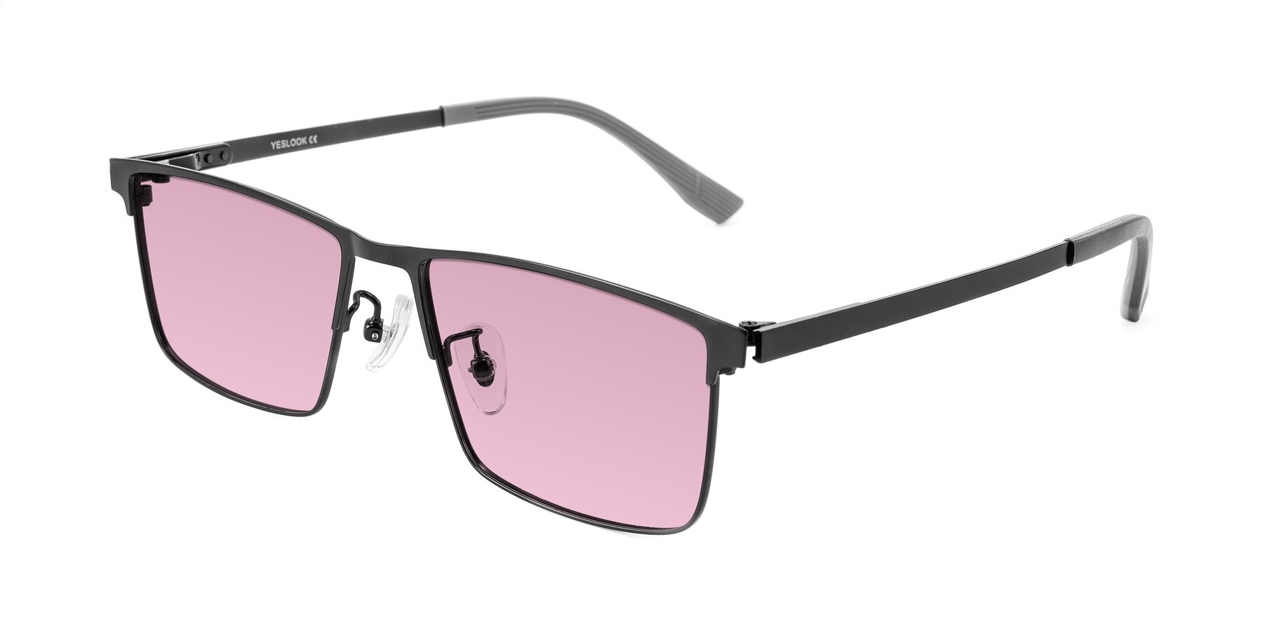 Angle of Leeth in Black with Light Wine Tinted Lenses