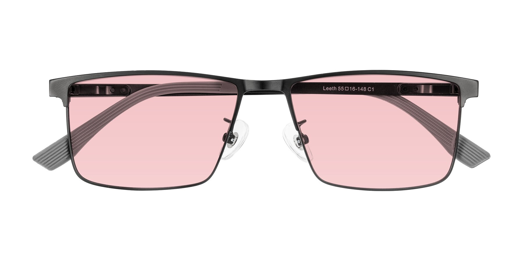 Folded Front of Leeth in Black with Light Garnet Tinted Lenses