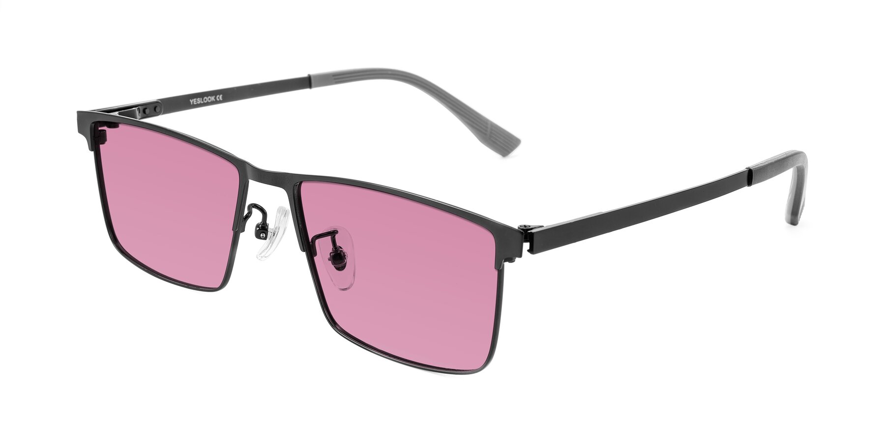 Angle of Leeth in Black with Medium Wine Tinted Lenses