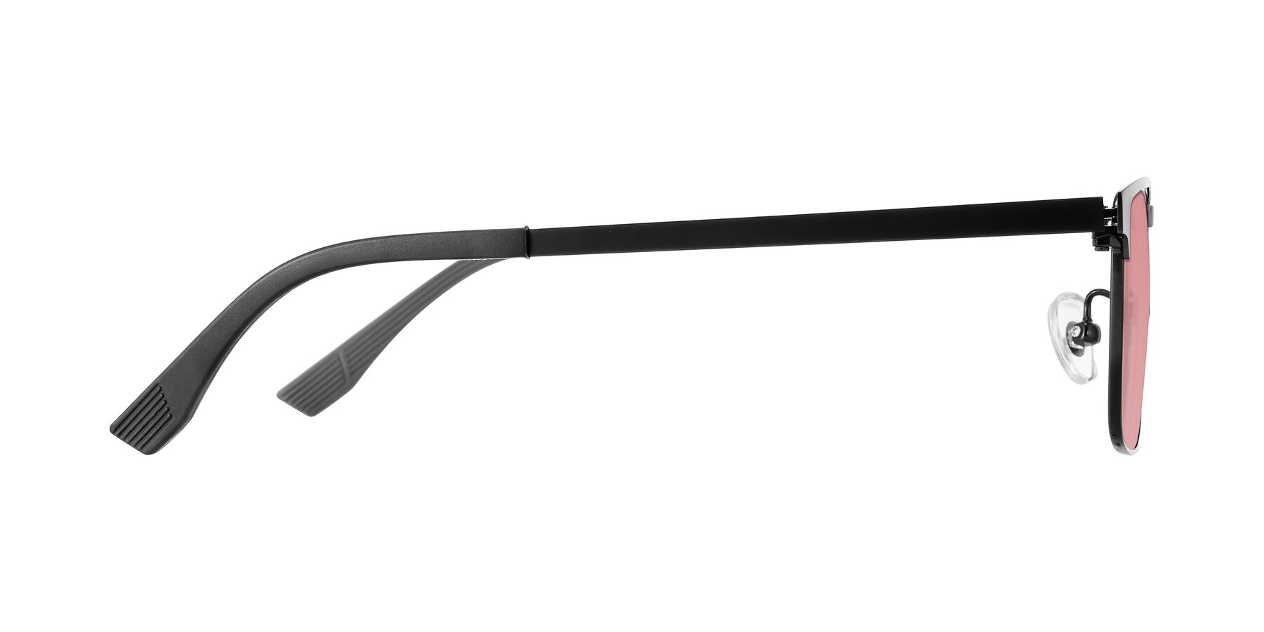 Side of Leeth in Black with Medium Garnet Tinted Lenses