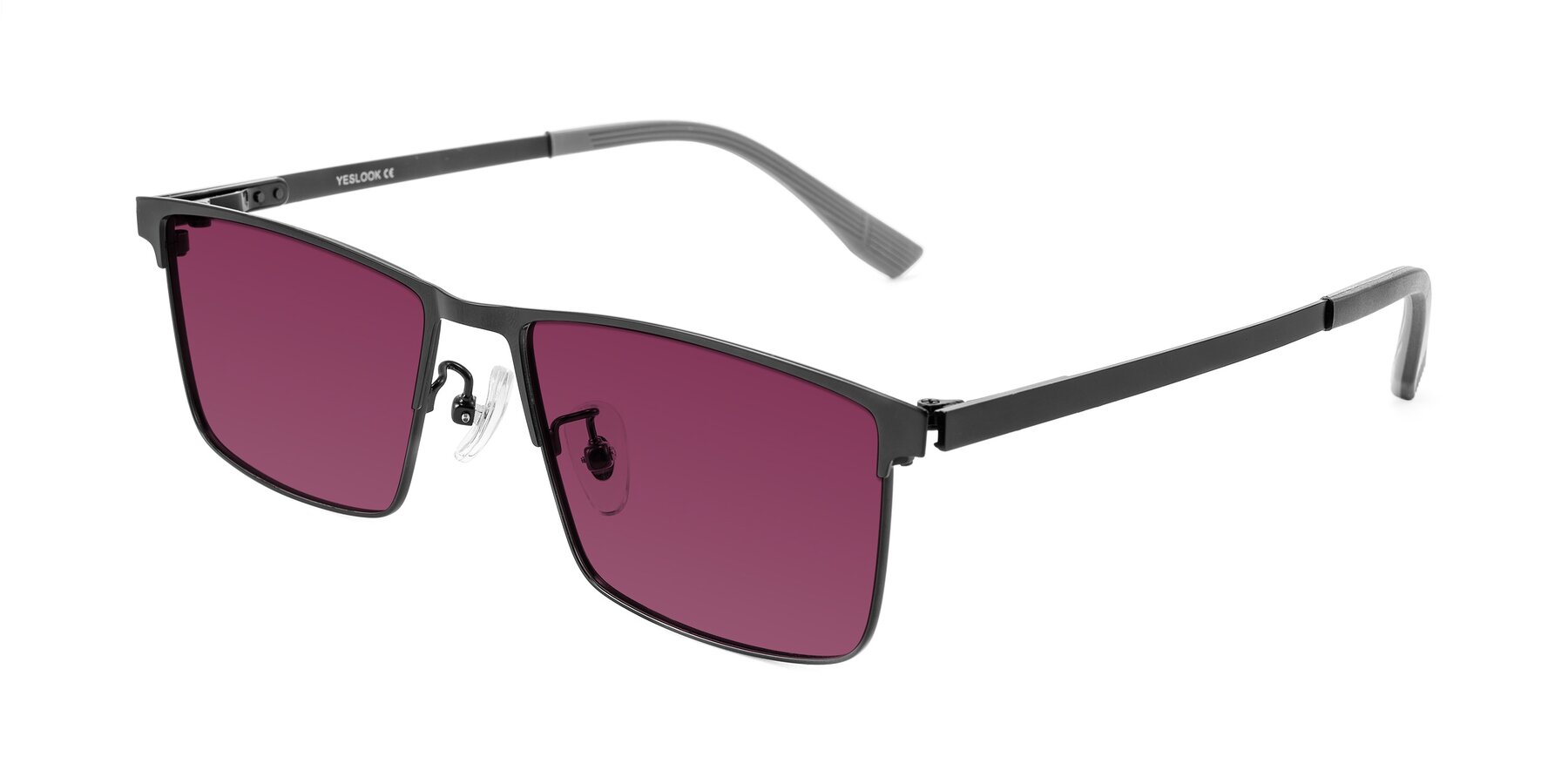 Angle of Leeth in Black with Wine Tinted Lenses