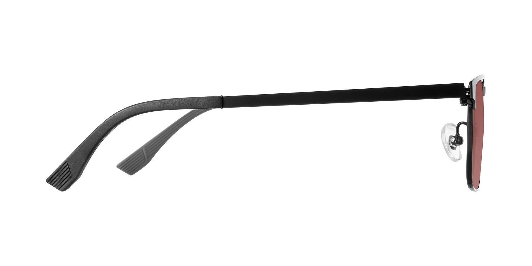 Side of Leeth in Black with Garnet Tinted Lenses