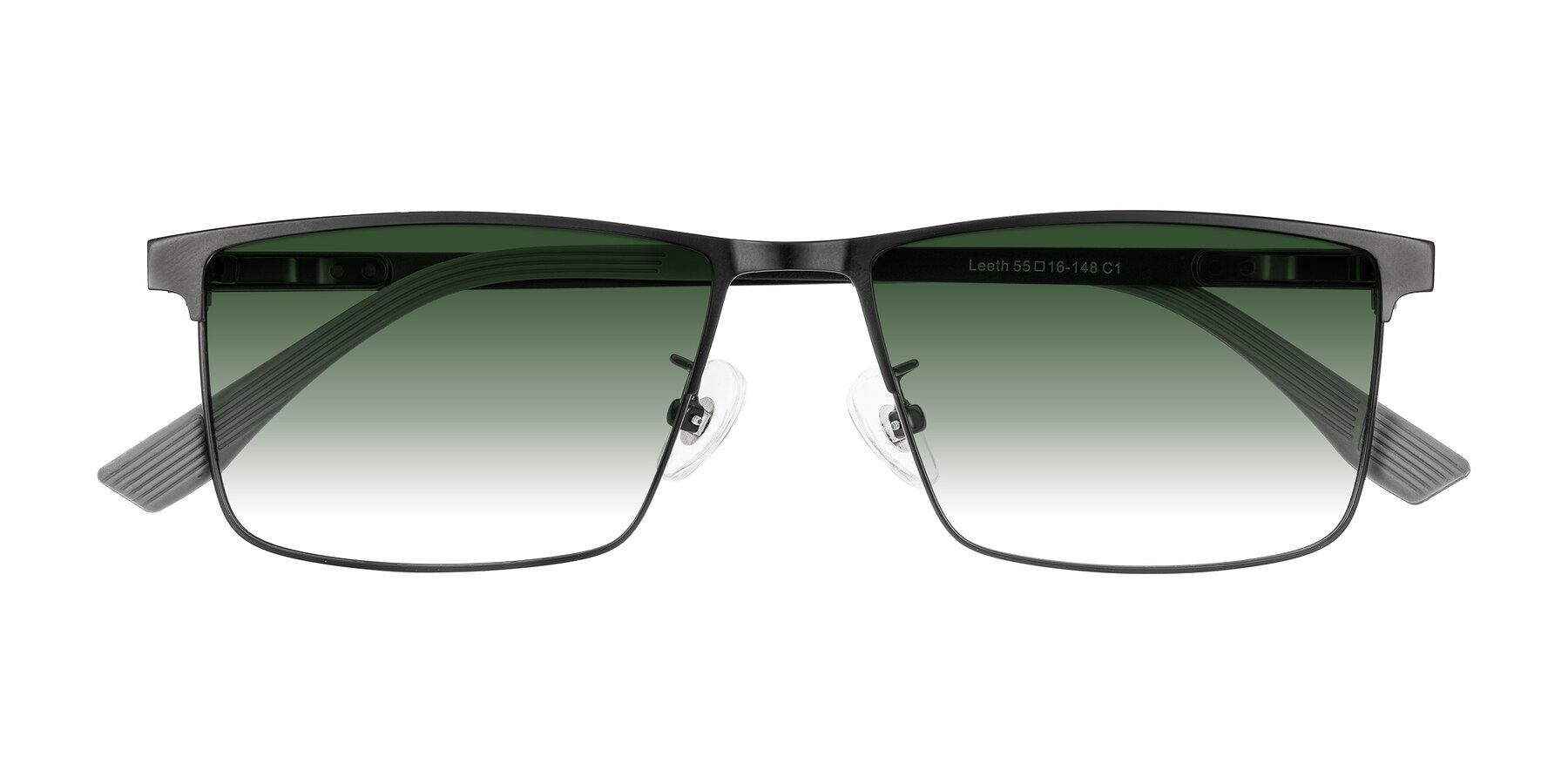 Folded Front of Leeth in Black with Green Gradient Lenses