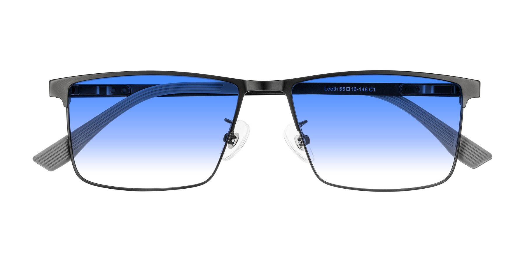 Folded Front of Leeth in Black with Blue Gradient Lenses
