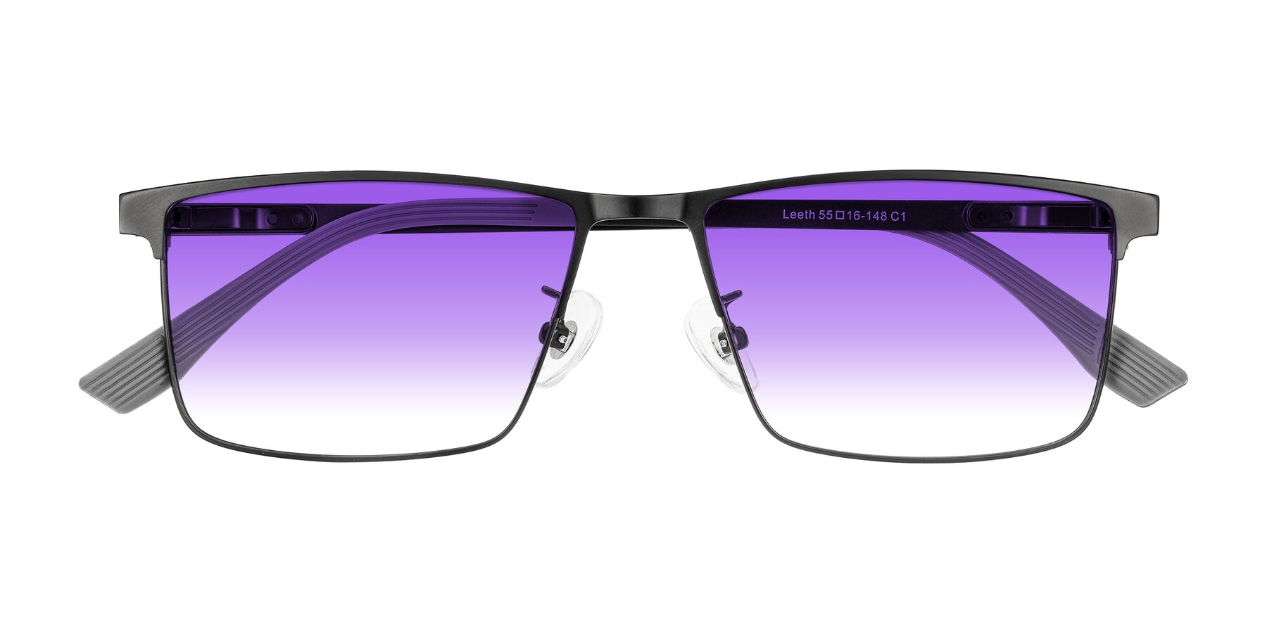 Folded Front of Leeth in Black with Purple Gradient Lenses