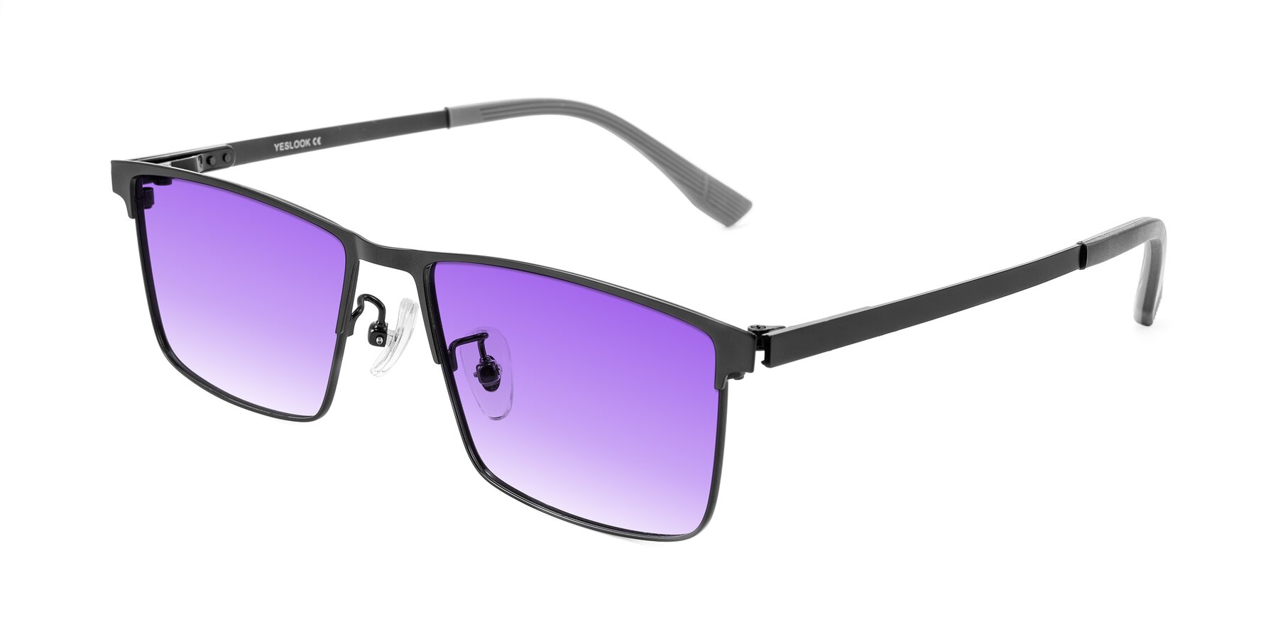 Angle of Leeth in Black with Purple Gradient Lenses