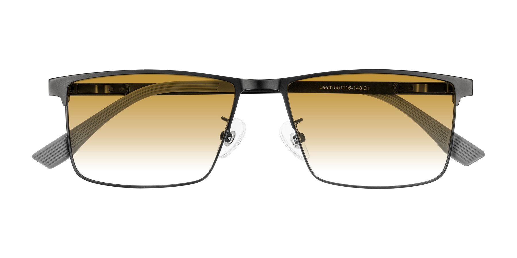Folded Front of Leeth in Black with Champagne Gradient Lenses
