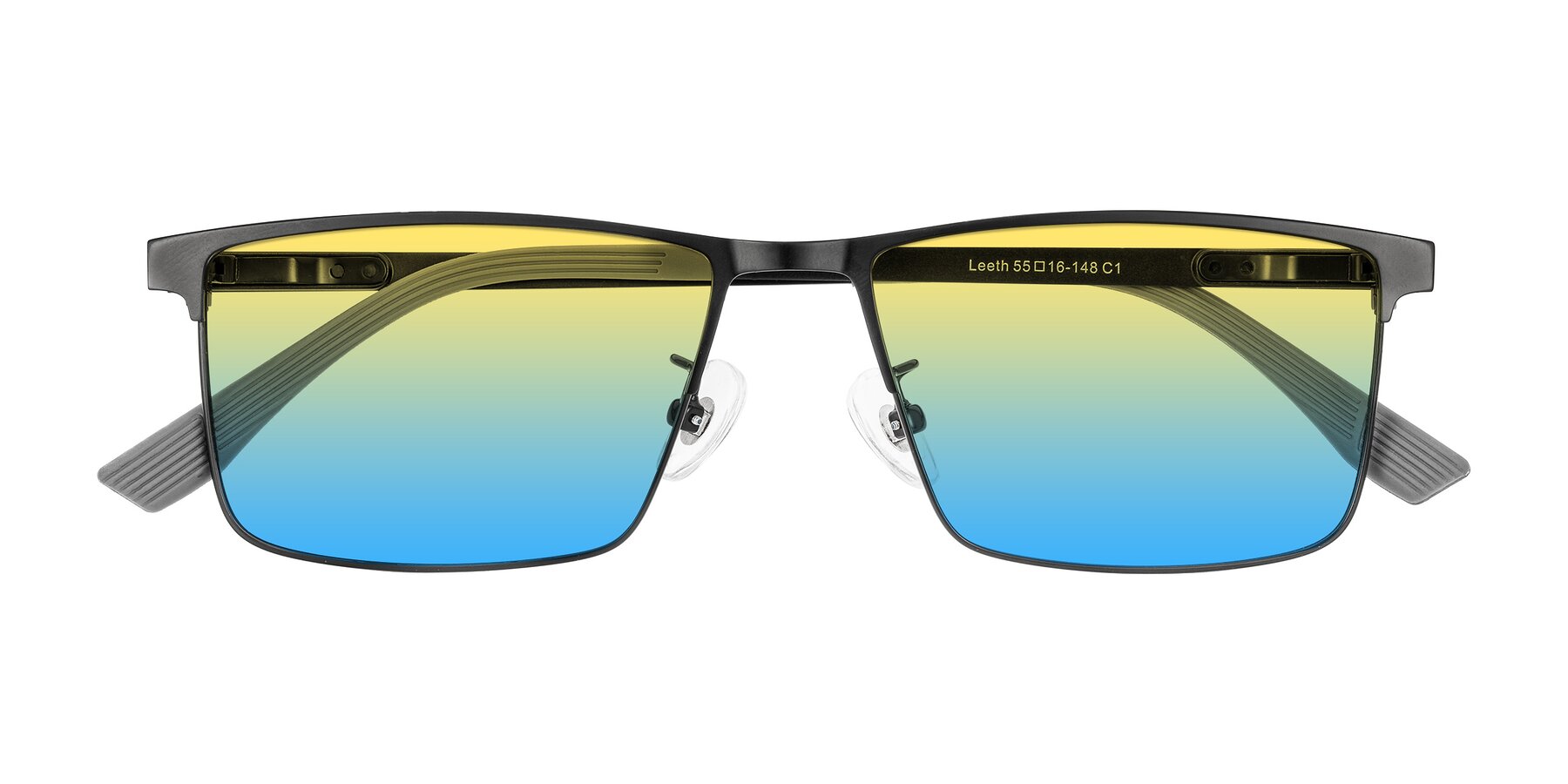 Folded Front of Leeth in Black with Yellow / Blue Gradient Lenses