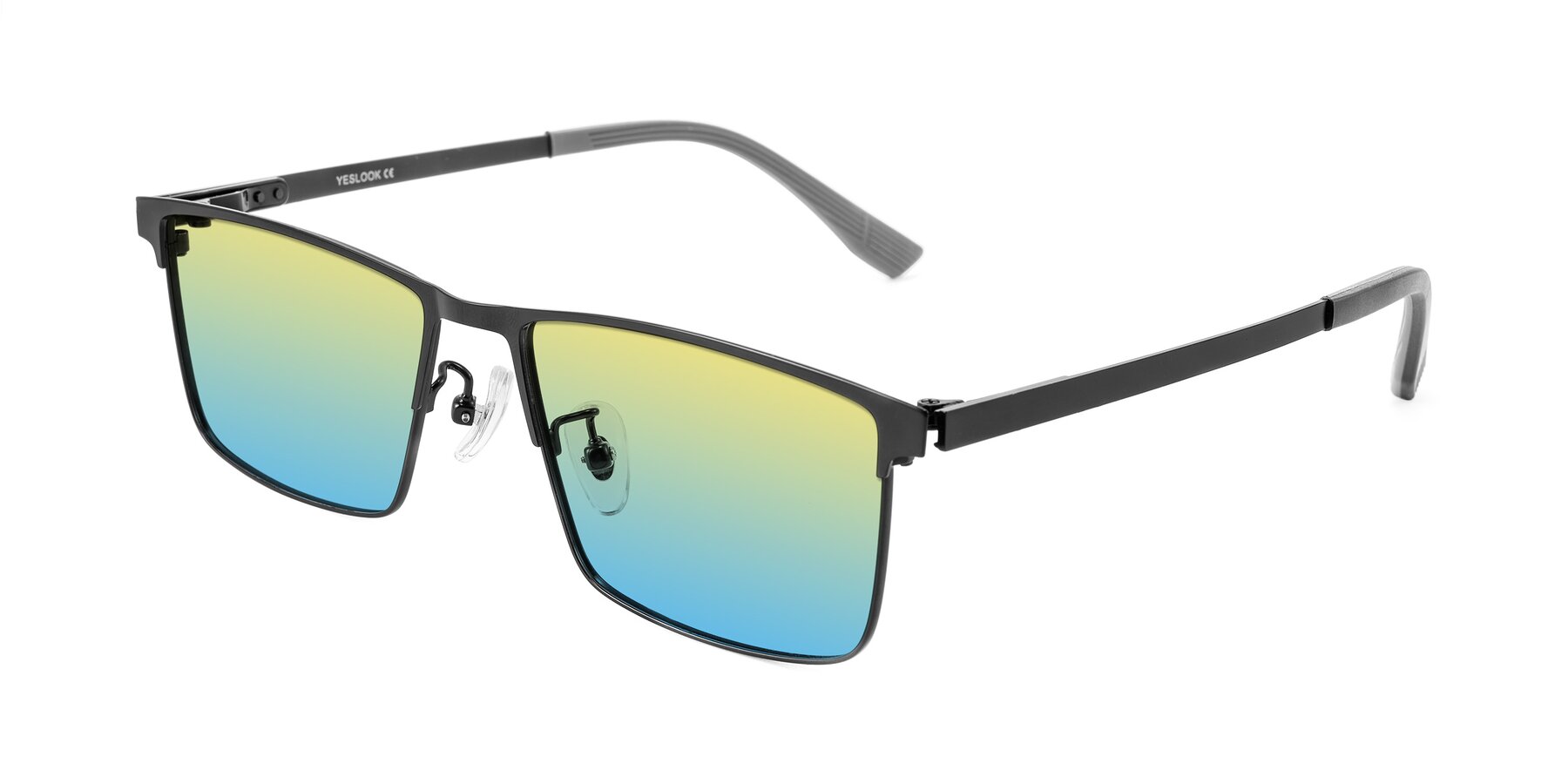Angle of Leeth in Black with Yellow / Blue Gradient Lenses
