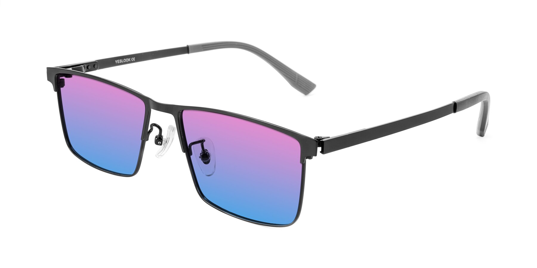 Angle of Leeth in Black with Pink / Blue Gradient Lenses