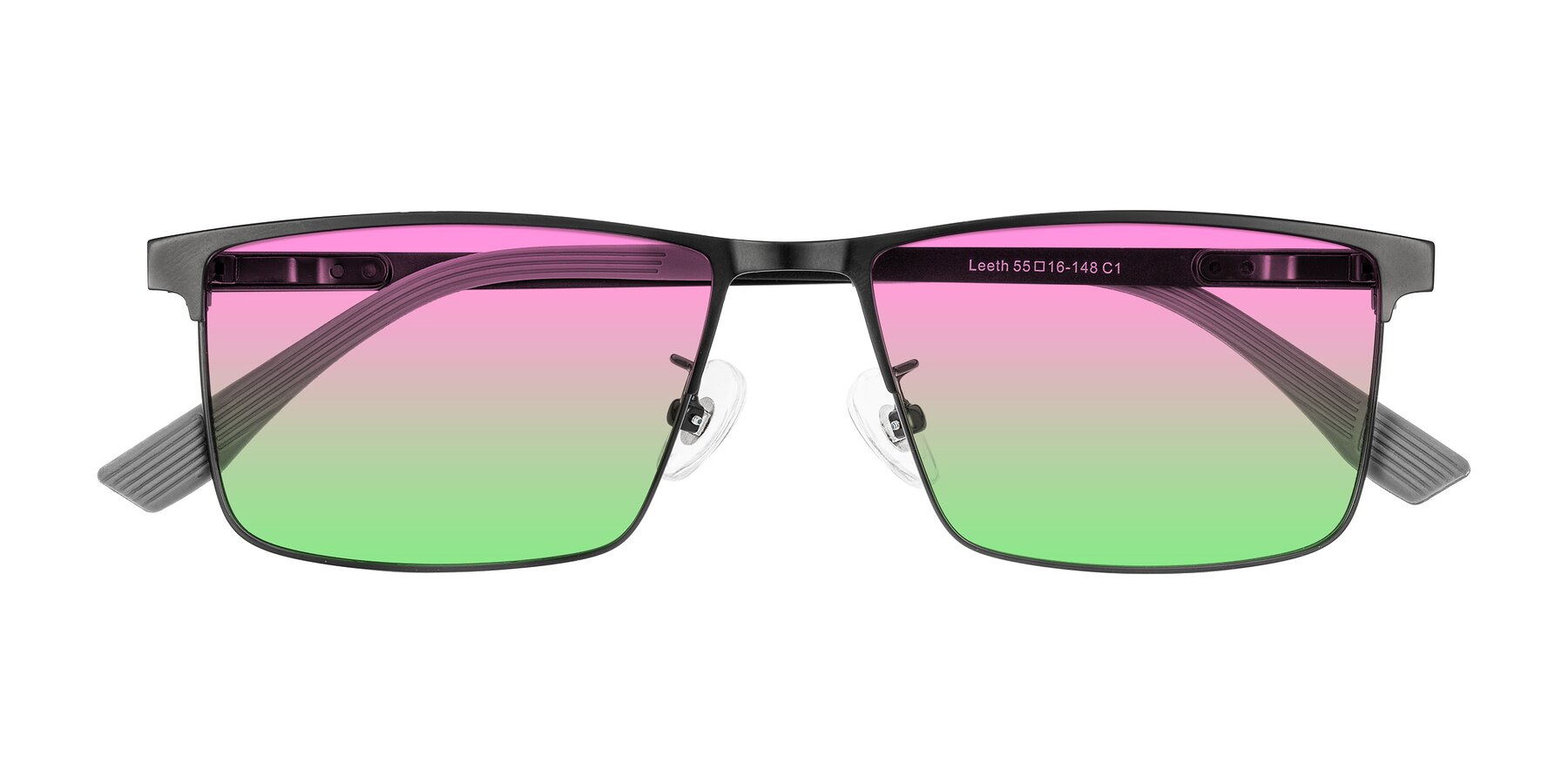 Folded Front of Leeth in Black with Pink / Green Gradient Lenses
