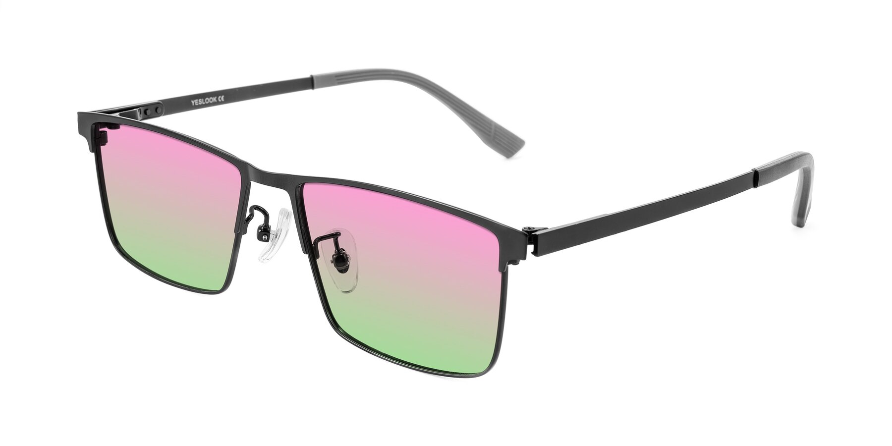 Angle of Leeth in Black with Pink / Green Gradient Lenses