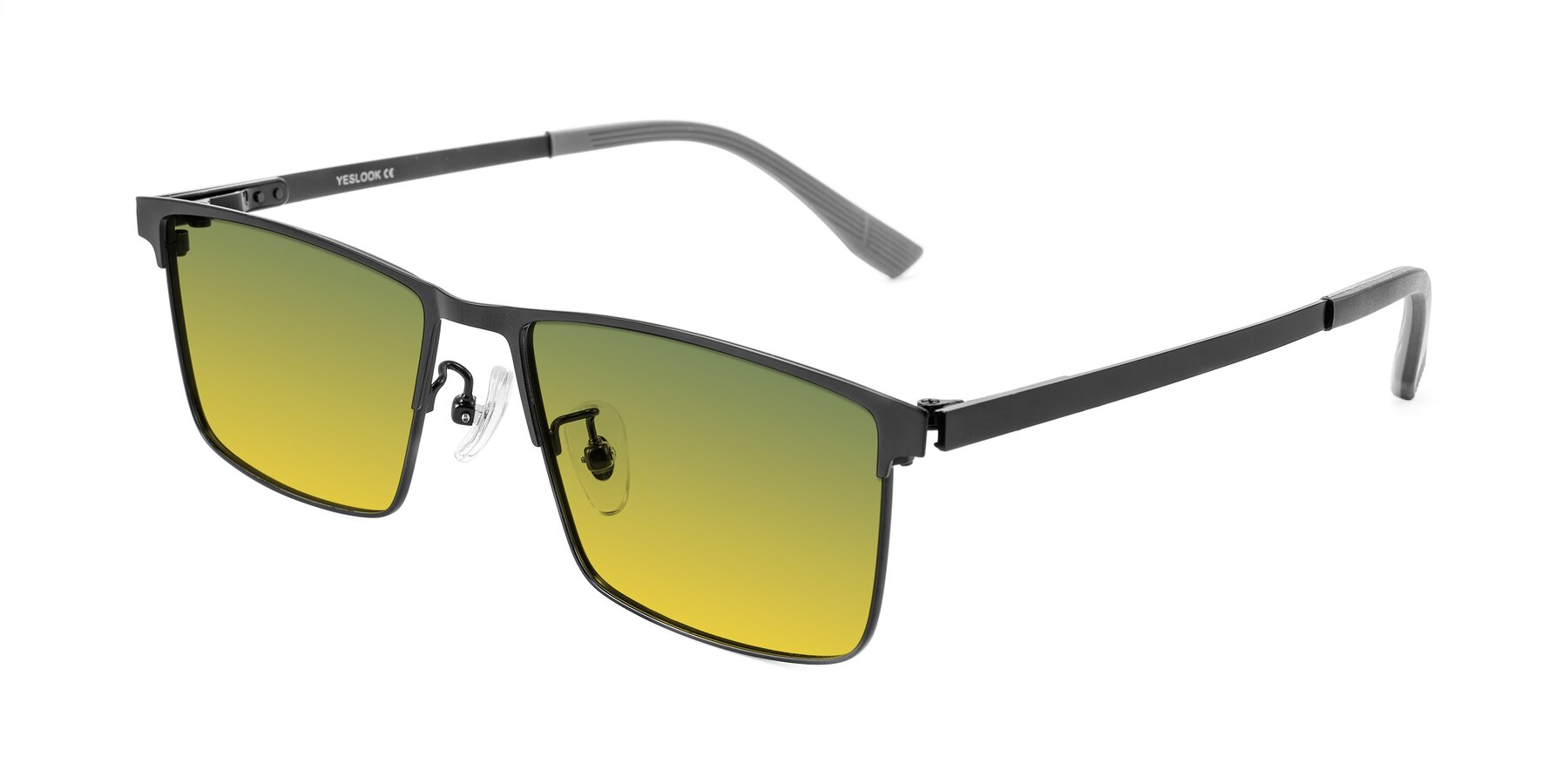 Angle of Leeth in Black with Green / Yellow Gradient Lenses