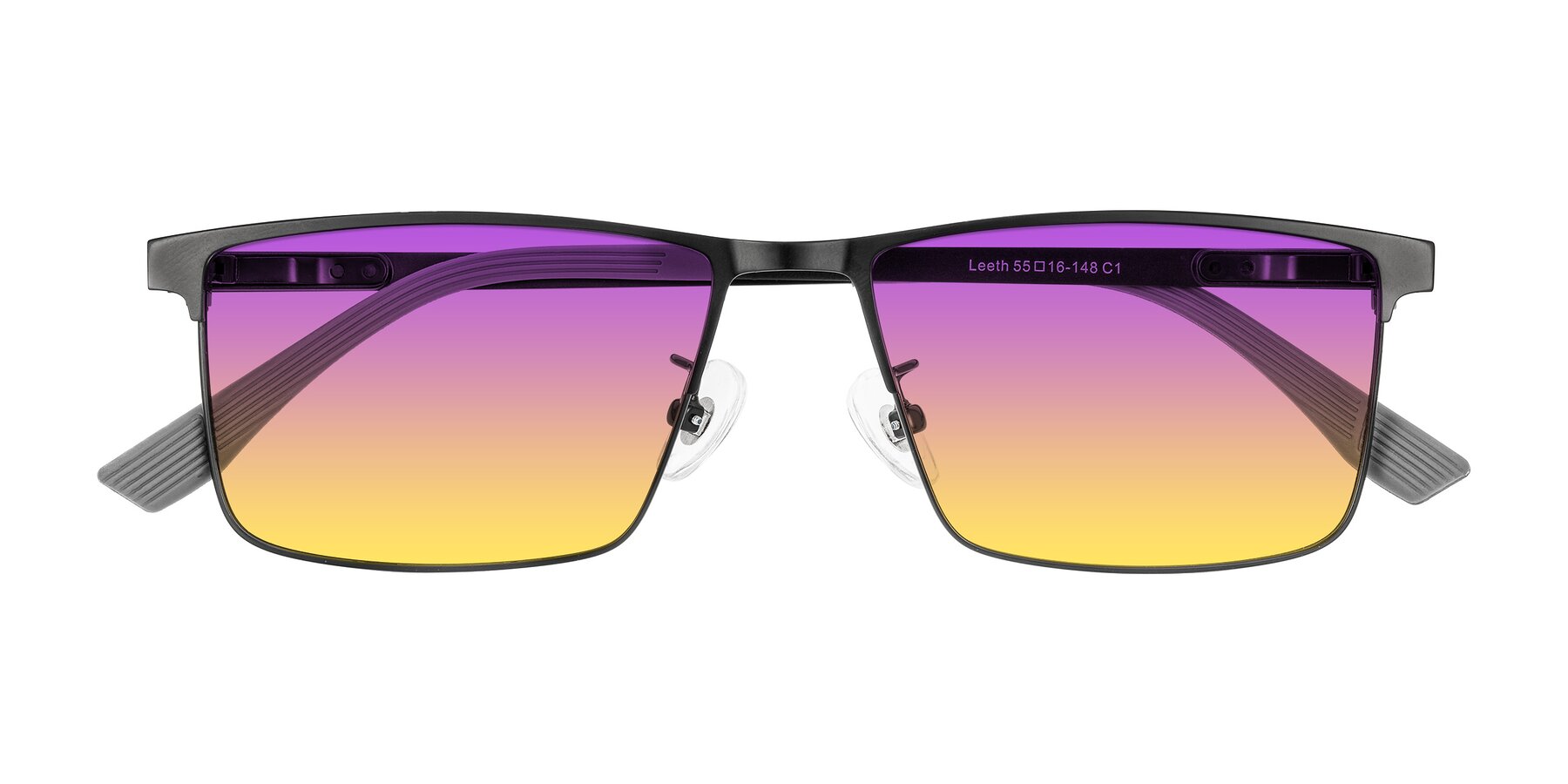 Folded Front of Leeth in Black with Purple / Yellow Gradient Lenses