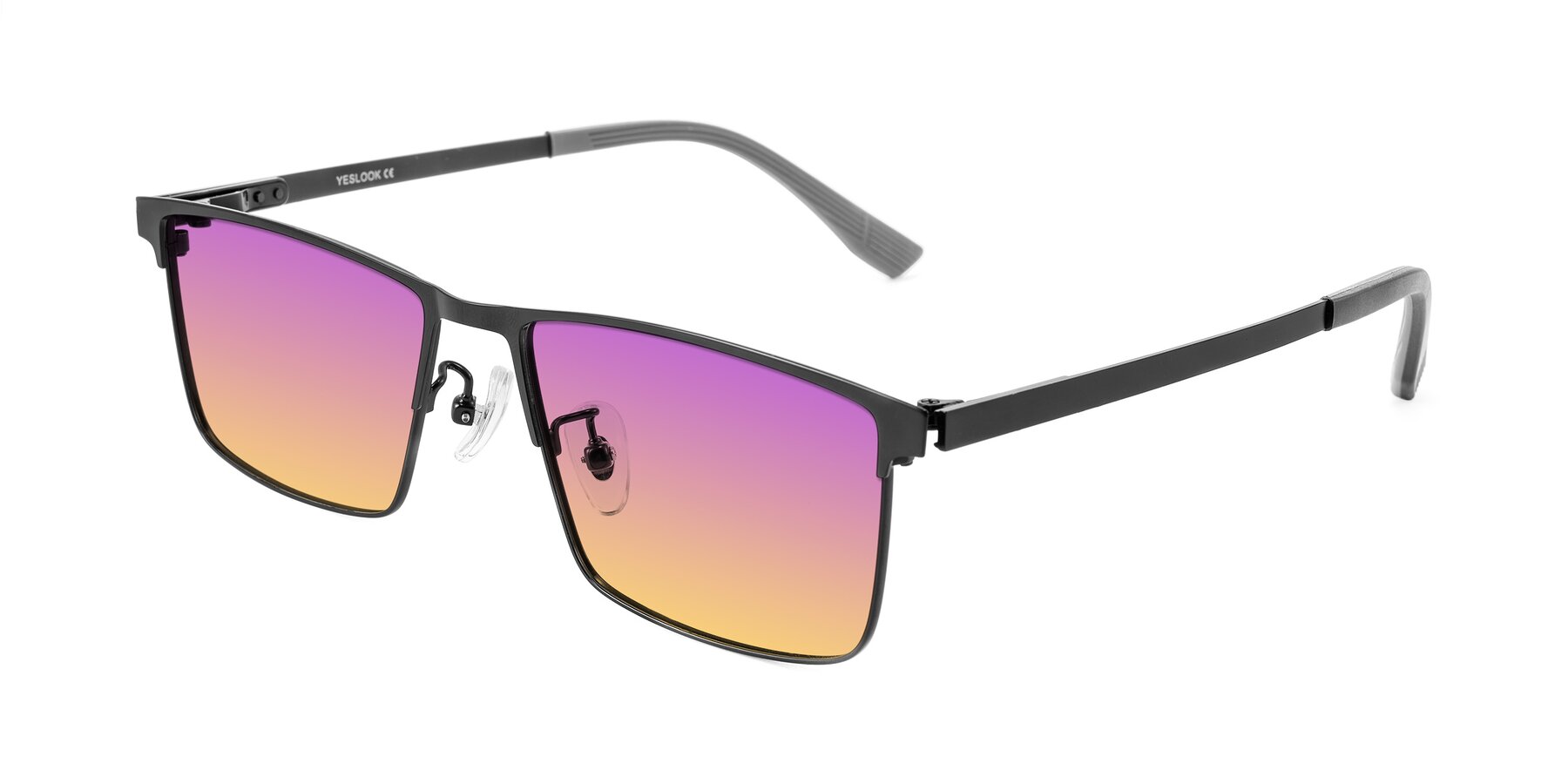 Angle of Leeth in Black with Purple / Yellow Gradient Lenses