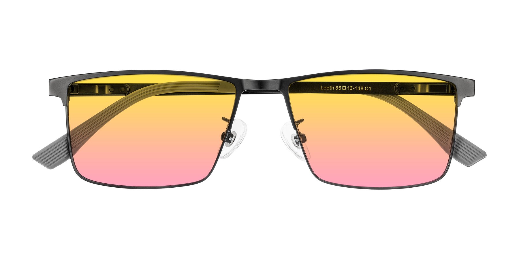 Folded Front of Leeth in Black with Yellow / Pink Gradient Lenses